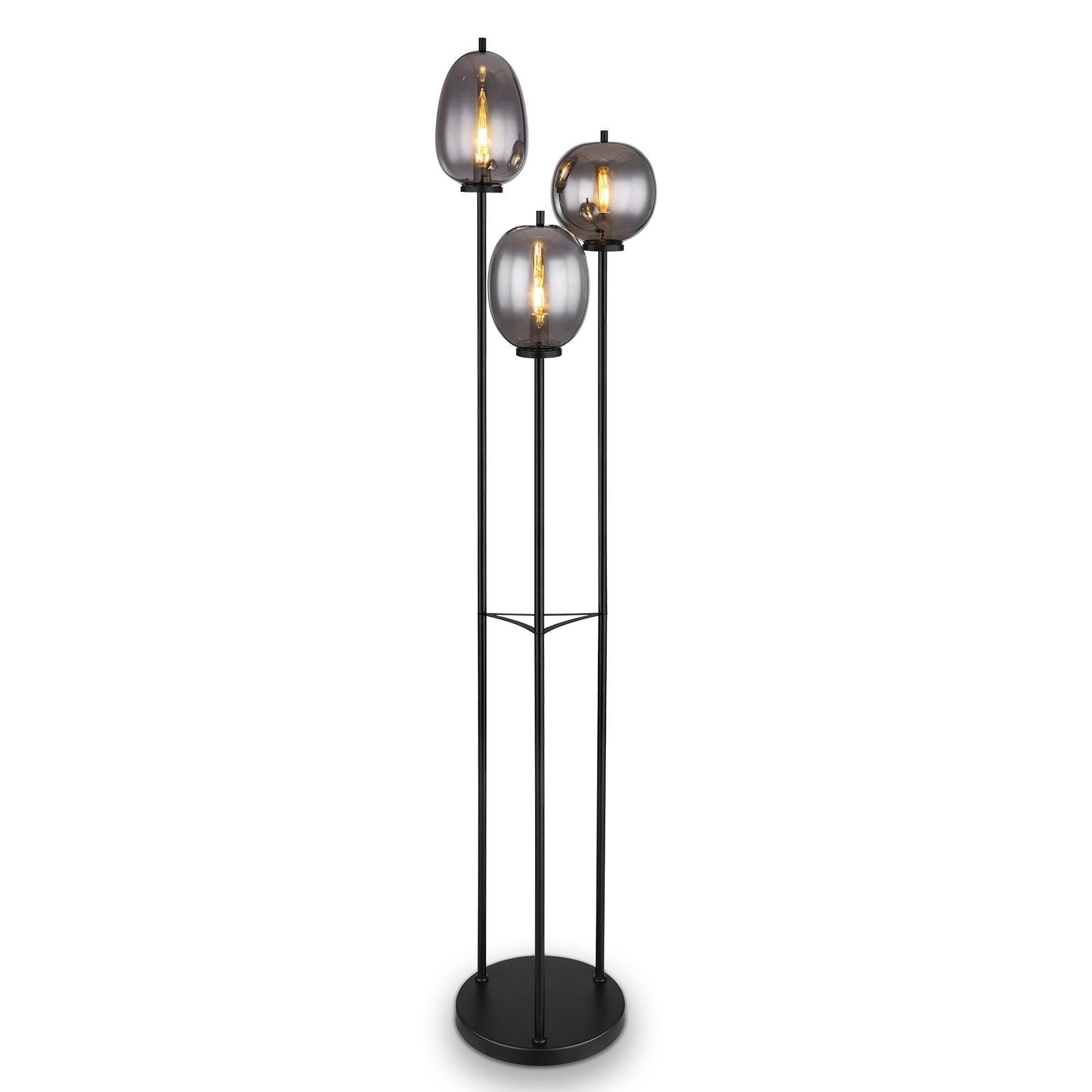Stehlampe Stehlampe Wohnzimmer Rauchglas Stehleuchte schwarz Schlafzimmer Modern