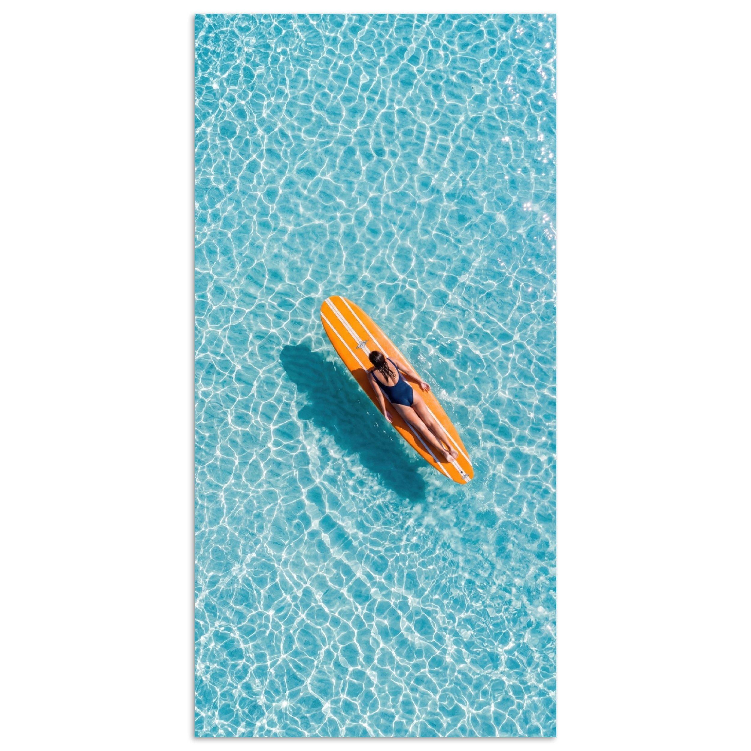 MuchoWow Poster Surfbrett - Wasser - Badeanzug - Orange, (1 St), Poster ohne Rahmen, Wandbild, Wandposter, 20x40 cm