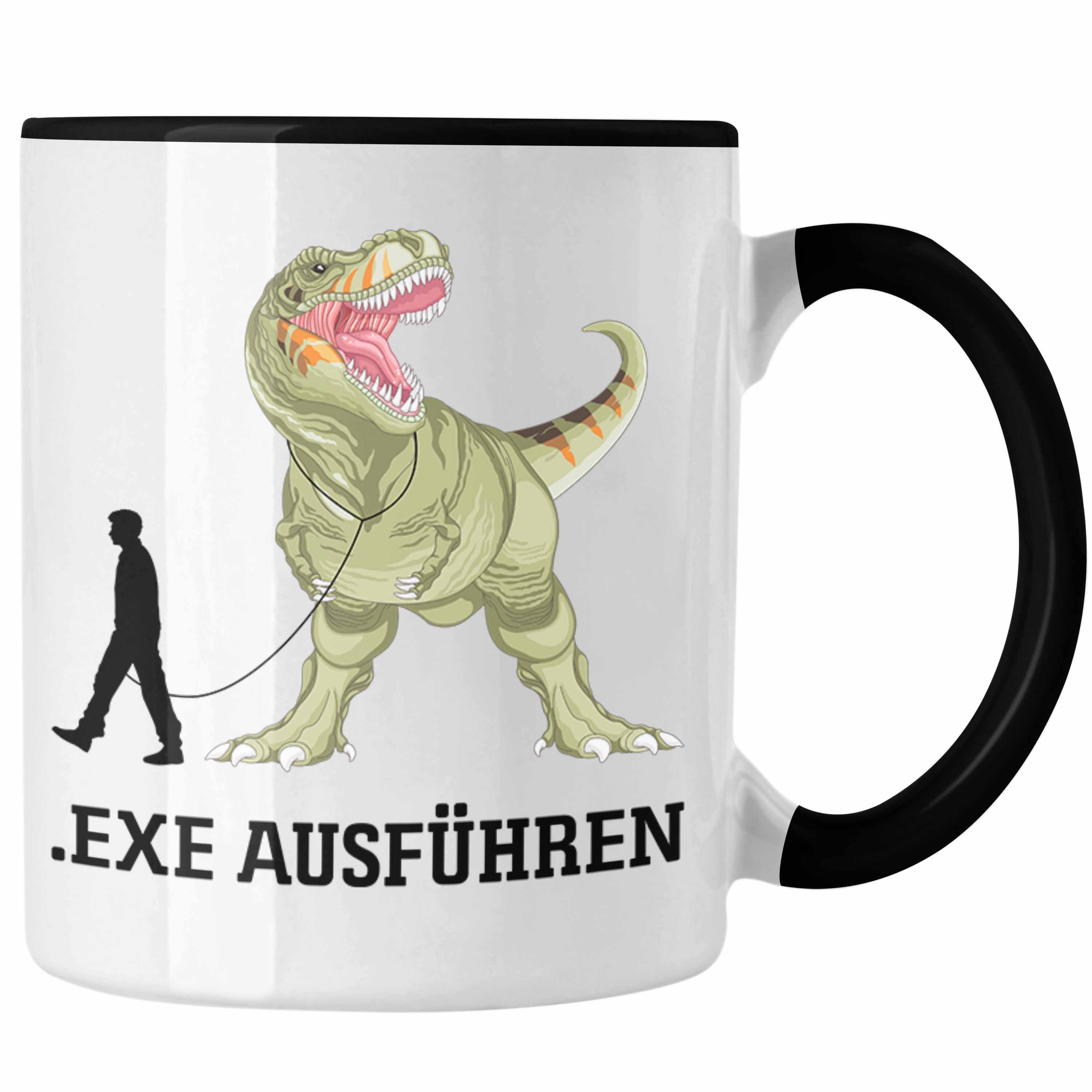 Trendation Tasse Admin Tasse Geschenk Programmierer Informatiker .Exe Ausführen Dinosau Schwarz | Tassen