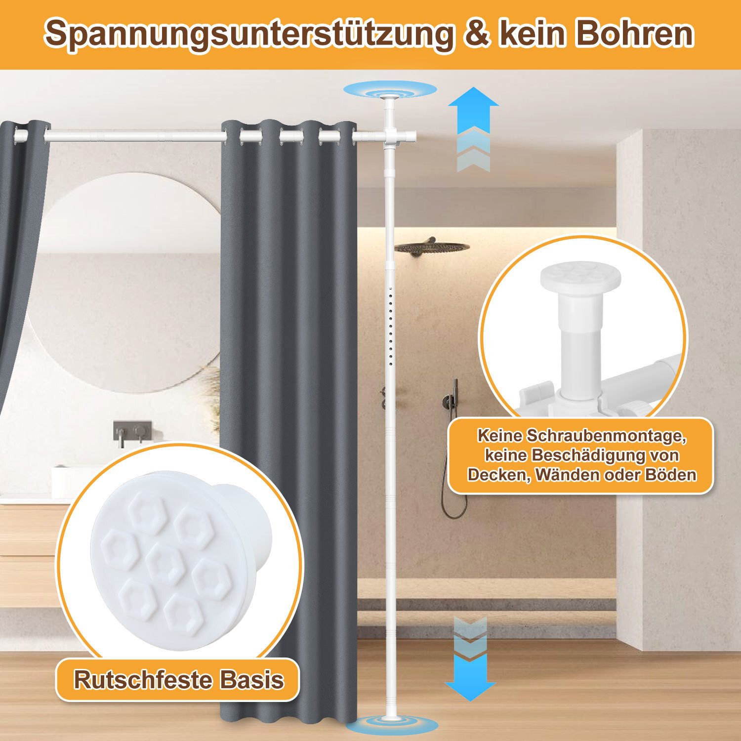 Clanmacy Raumteilerregal Raumteiler Paraventgestell Gardinenstange Verstellbar Flexibel Stangen – Bild 3 von 5
