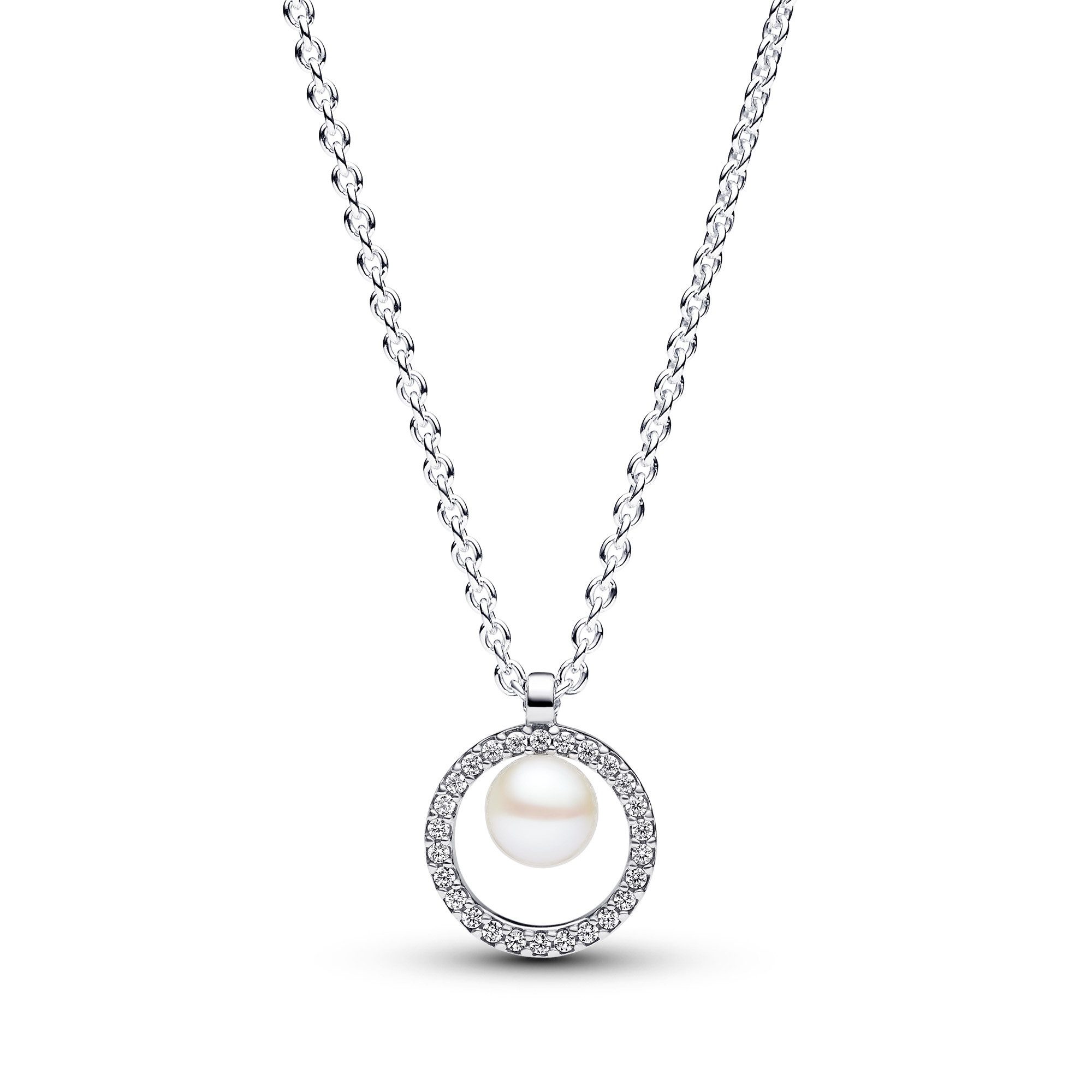 Pandora Kette mit Anhänger Silber Süßwasser-Zuchtperle & Pavé