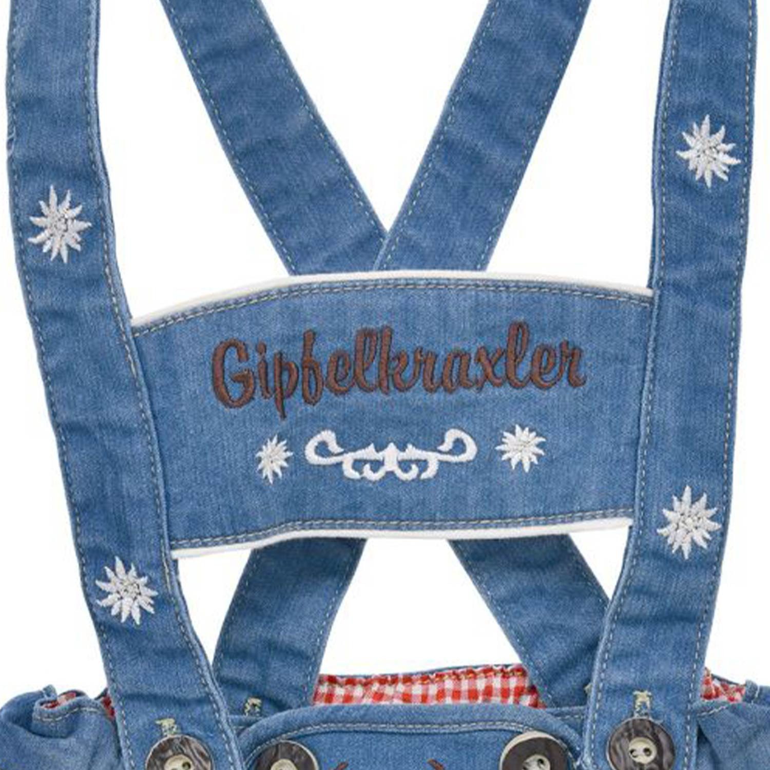 BONDI Trachtenlederhose BONDI Baby Jungen Jeans Latzshort 'Gipfelkraxler'