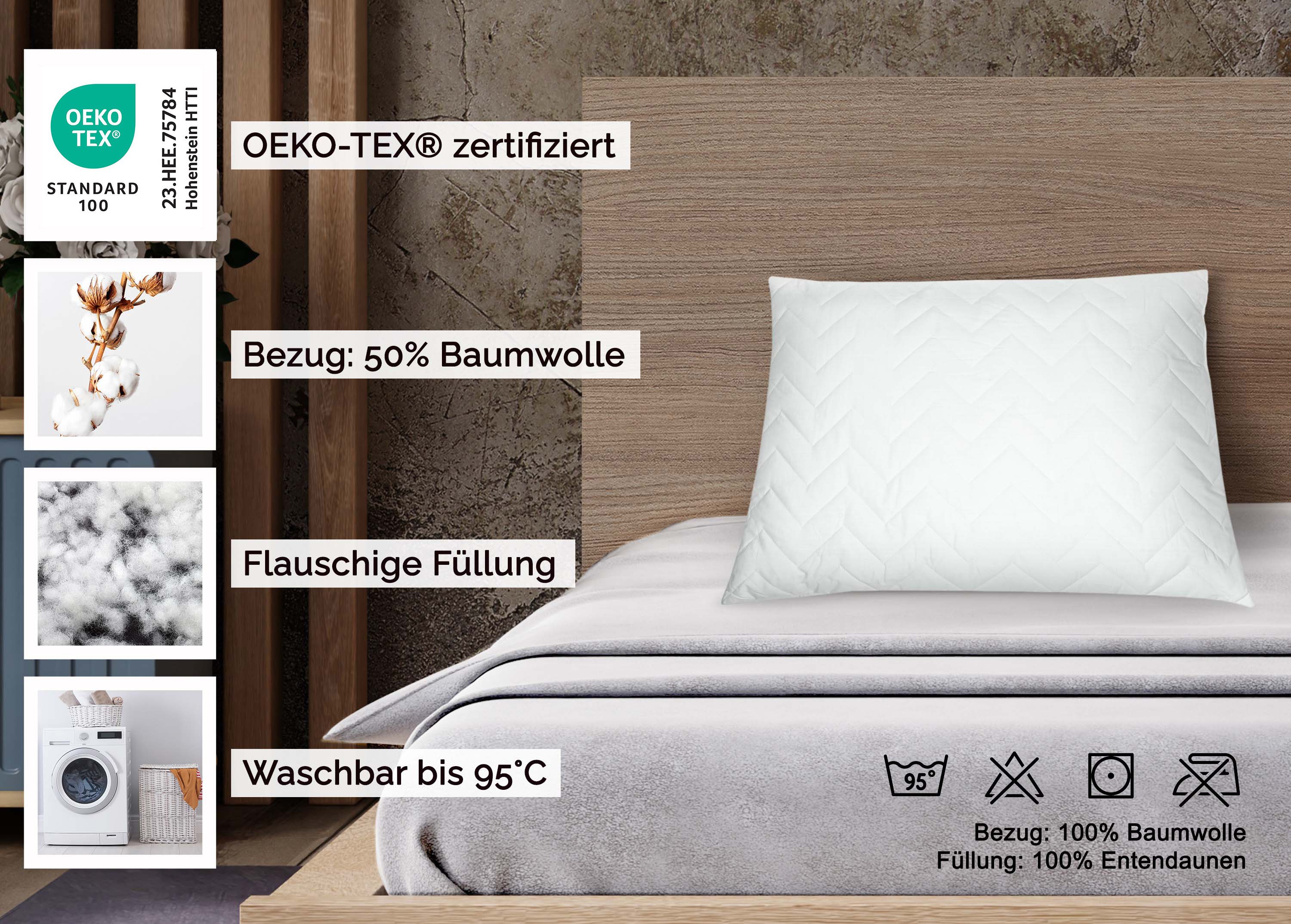 ZOLLNER Kopfkissen, Füllung: 100% Silikonisierte Polyesterhohlfaserbällchen günstig online kaufen