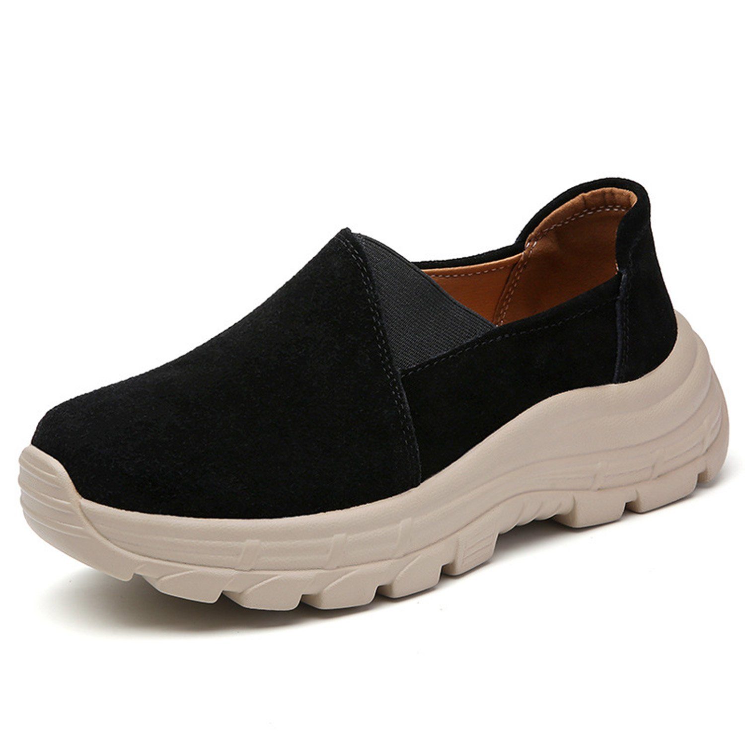 Sneakers Turnschuhe Bequeme Daisred mit Schwarz Plateausohle Loafer