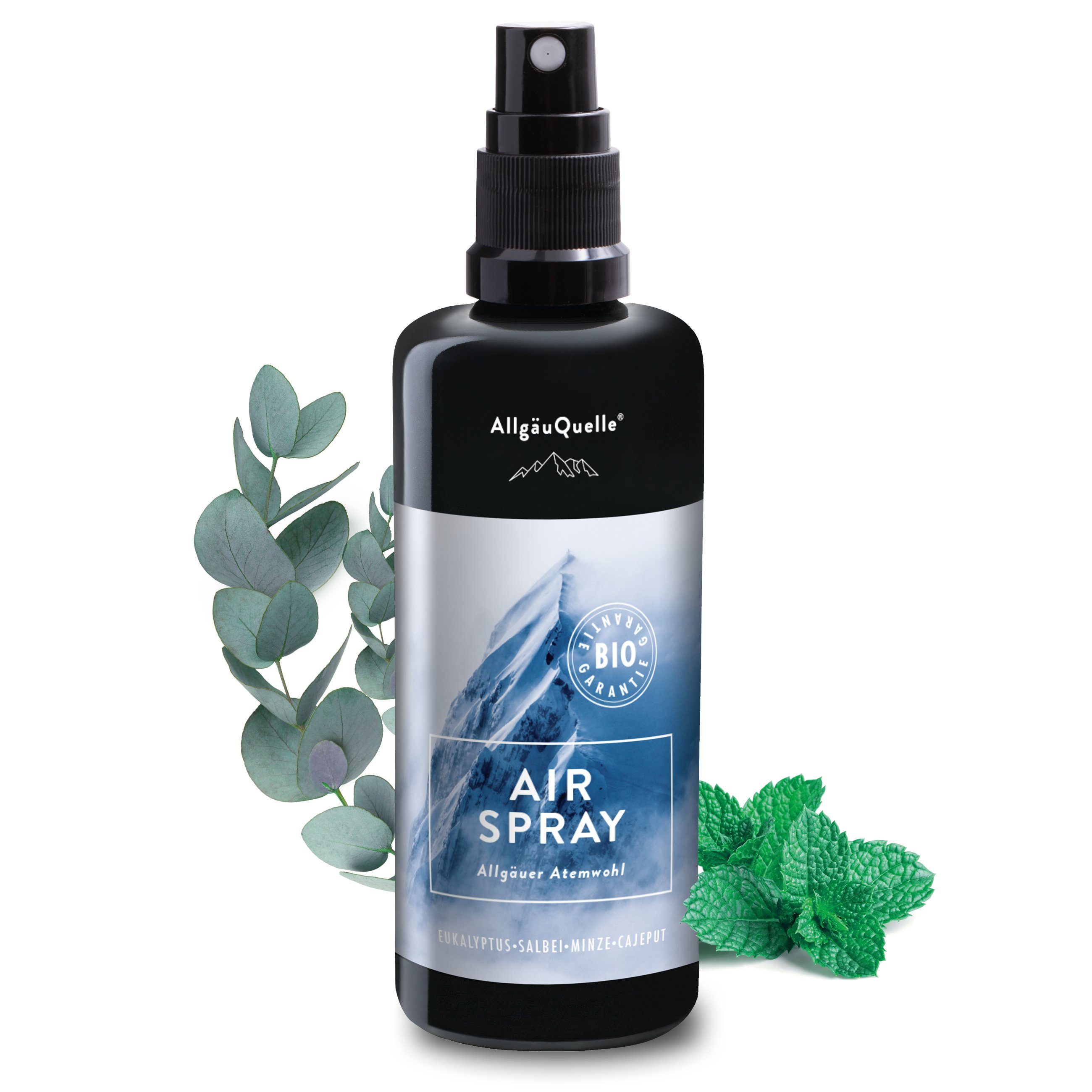 Allgäuquelle Raumduft Bio AirSpray Allgäuer Atemwohl Raumduft (1 x 100ml), mit Eukalyptus, Salbei, Minze und Cajeput