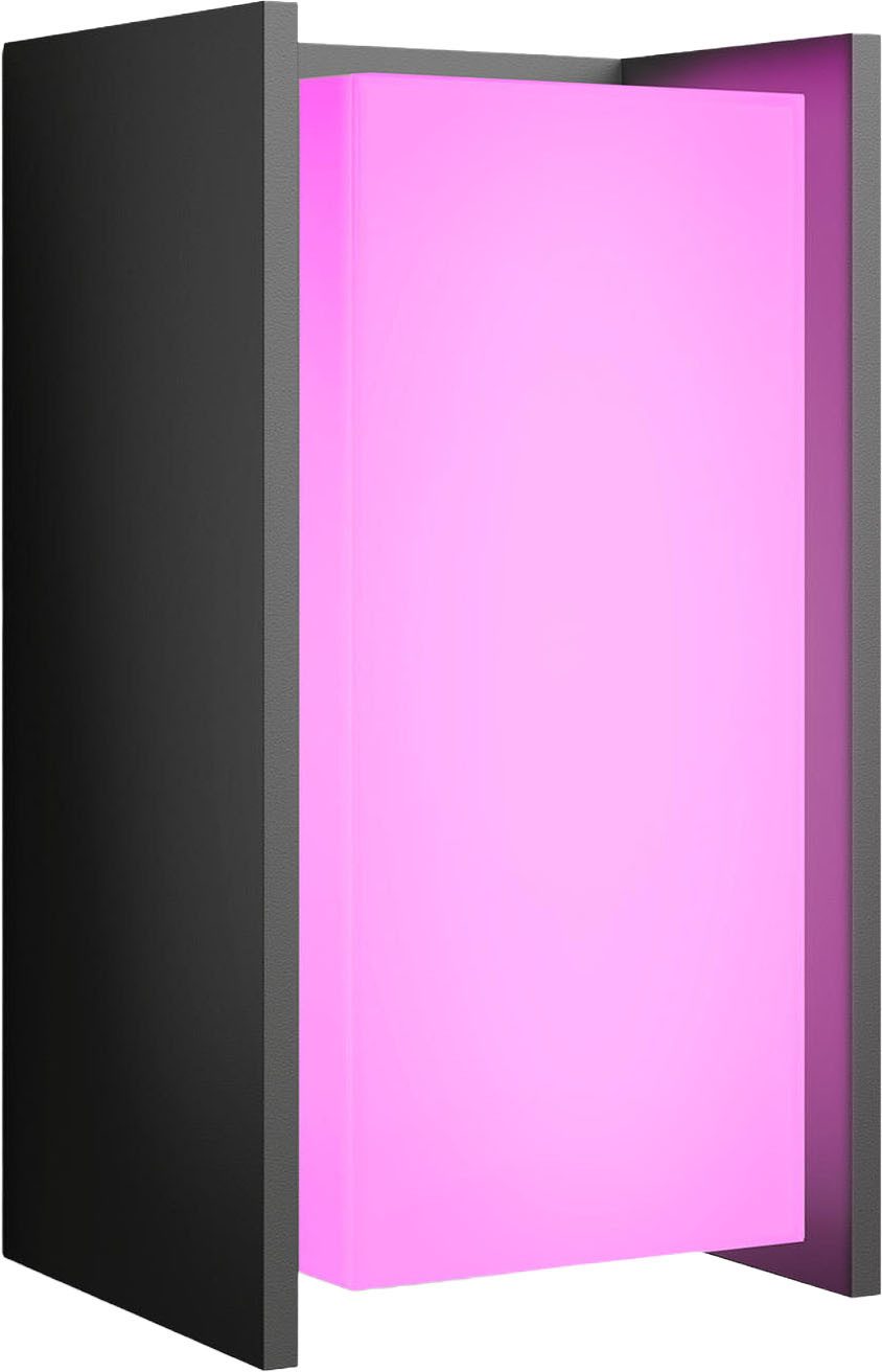 Philips Hue LED Außen-Wandleuchte Turaco Weiß- & Farblicht, Blinker, Dimmer, Farbwechsel, Memoryfunktion, Smart Home, Timerfunktion, erweiterbar, mehrere Helligkeitsstufen, LED wechselbar, RGB, 1100lm, IP44 wetterfest, inkl. Leuchtmittel, anthrazit