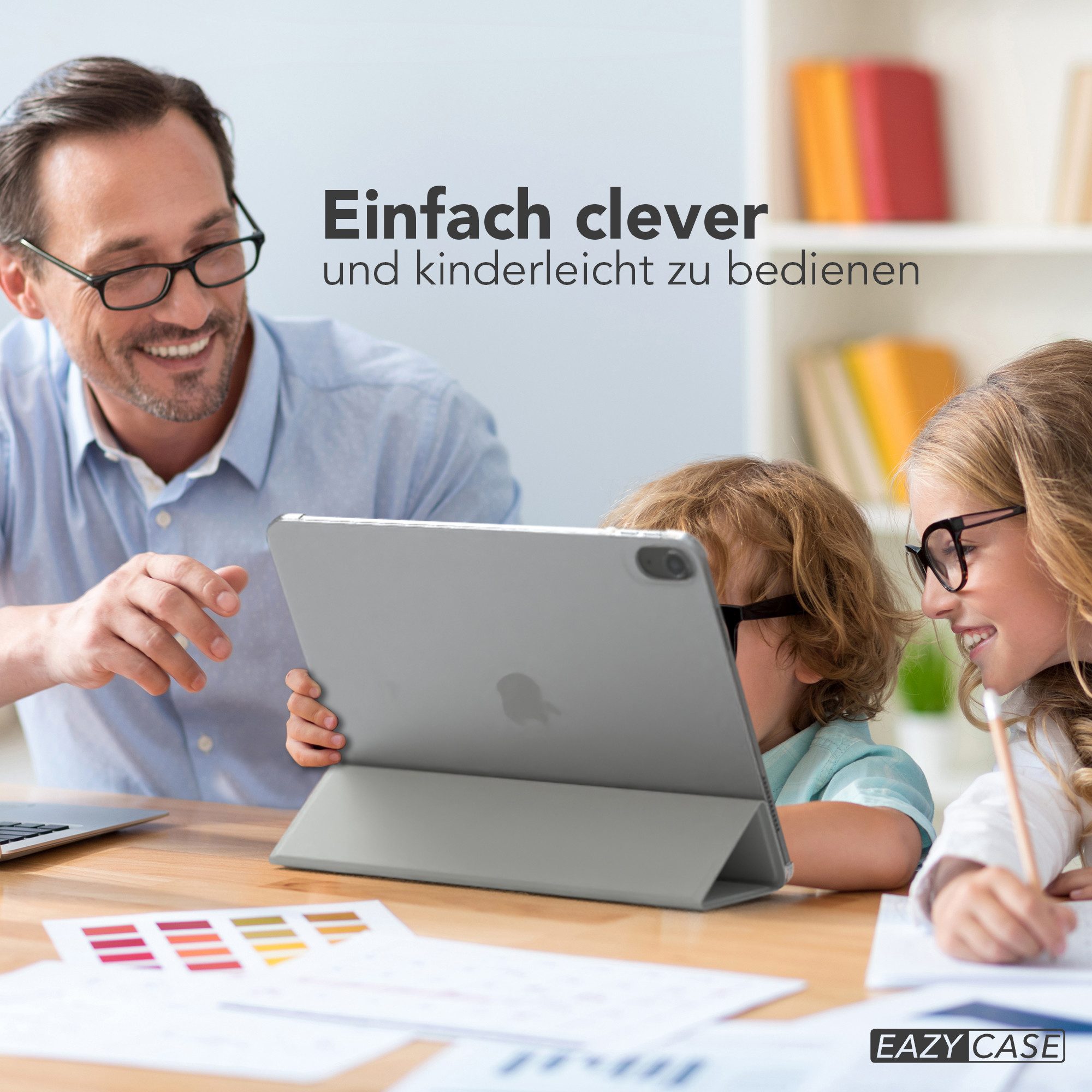 EAZY CASE Tablet-Hülle Smart Case für Apple iPad Air 4 2020 / Air 5 2022 10,9 Zoll, Tablet Case Bookcover Smart Flipcase Schutztasche magnetisch Hellgrau – Bild 3 von 5