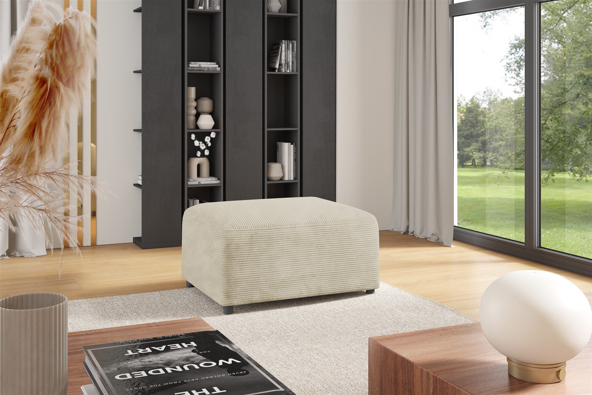 Fun Möbel Polsterhocker Designerhocker MEGAN in Stoff Poso, Rundumbezug