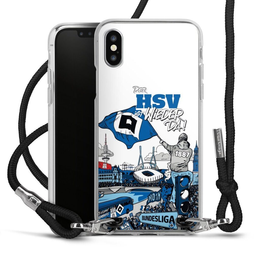 DeinDesign Handyhülle Hamburger SV Offizielles Lizenzprodukt Aufstieg, Apple iPhone X Handykette Hülle mit Band Case zum Umhängen