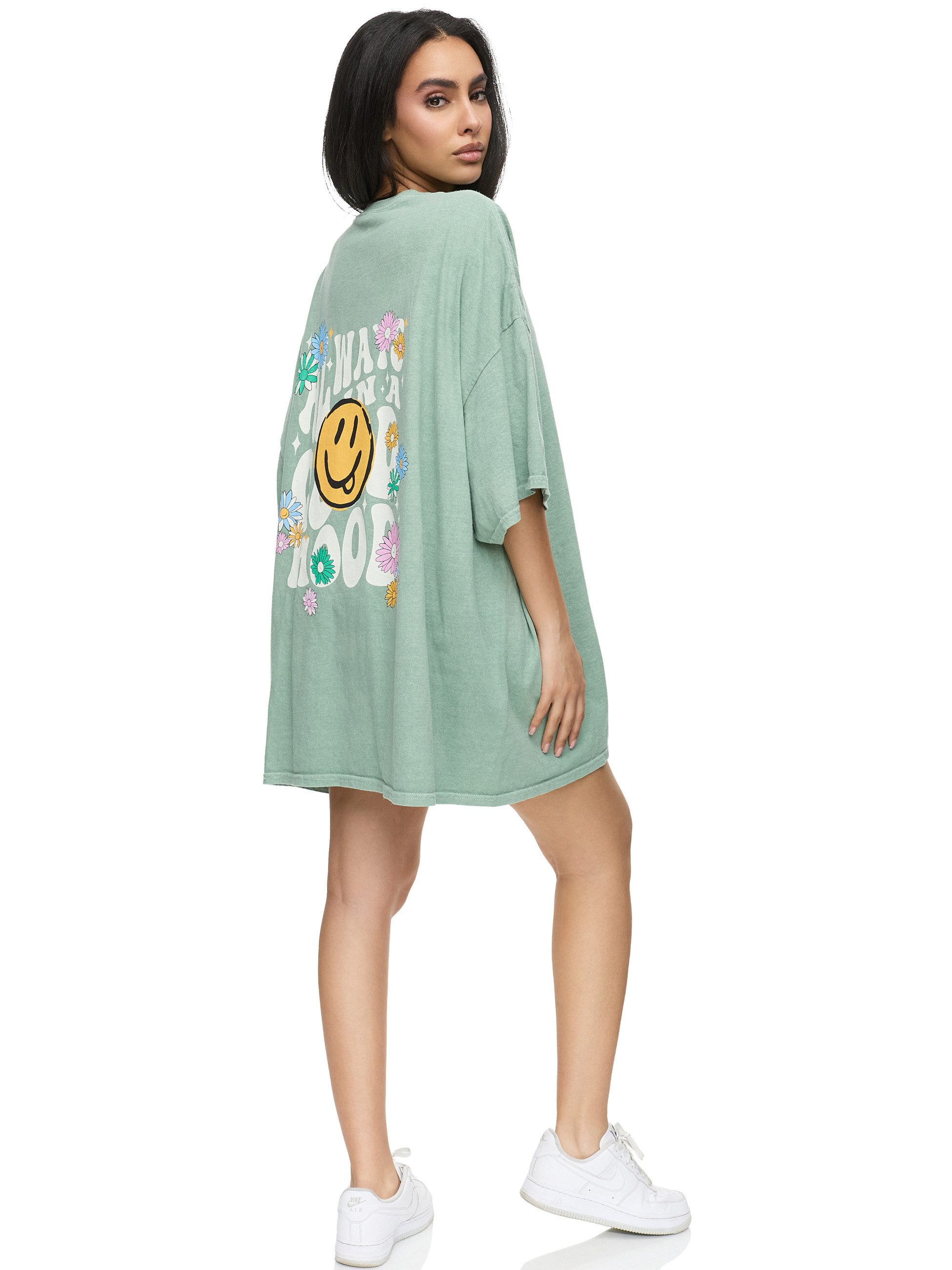 Worldclassca T-Shirt Worldclassca Oversized Print SMILE - GOOD MOOD T-Shirt günstig online kaufen