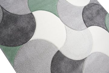 Teppich Designer Teppich mit Tropfen Muster in Grün Grau Beige, TeppichHome24, rechteckig