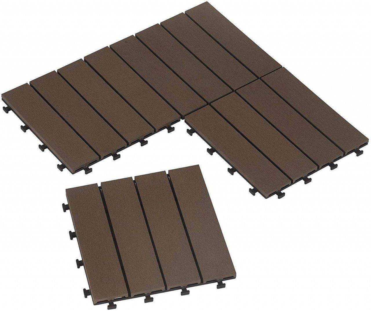 EUGAD WPC-Fliesen, 11 St., in T-Form mit klicksystem wetterfest für Terrassen