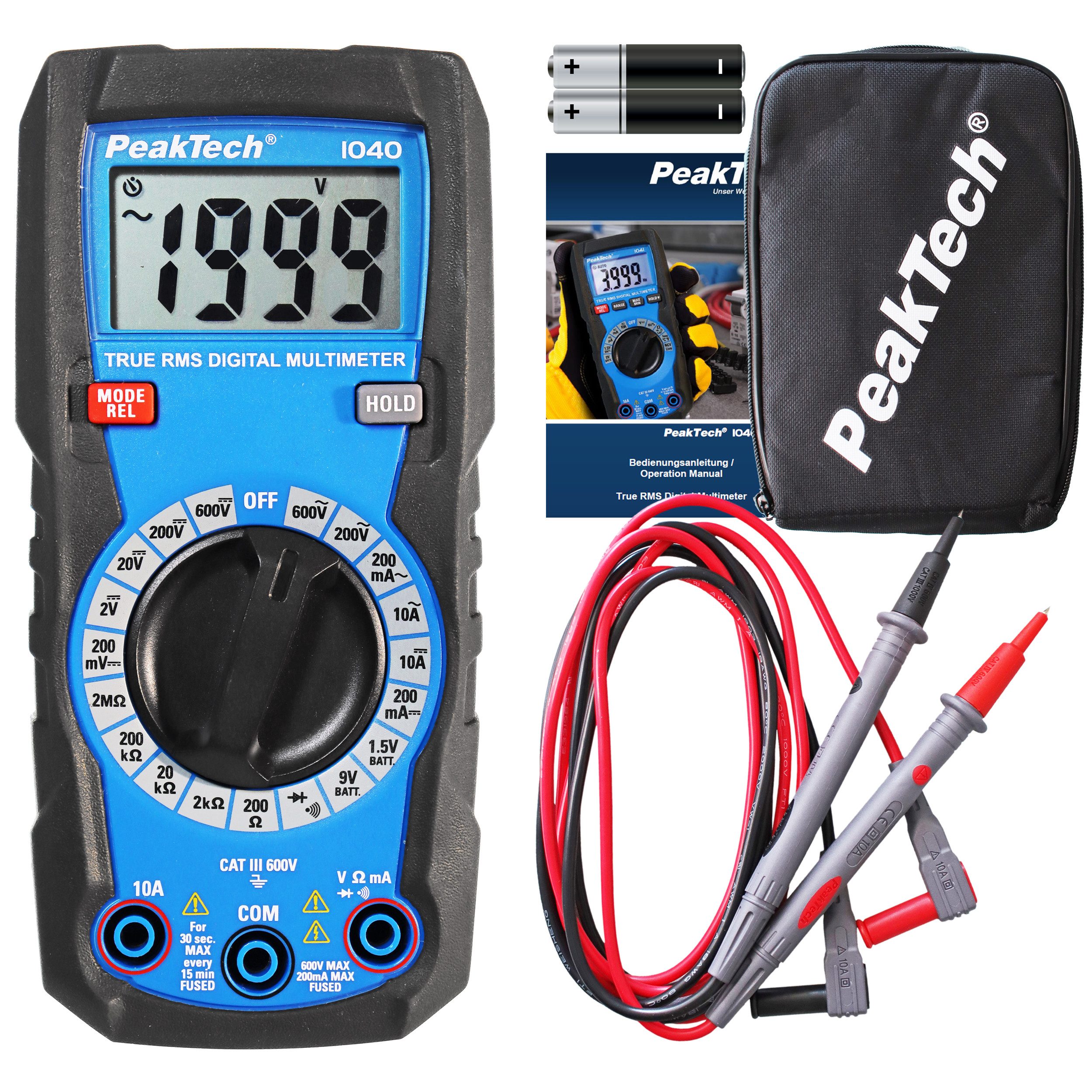 PeakTech Multimeter PeakTech 1040: Mini TrueRMS Digital Multimeter 2000 Counts
