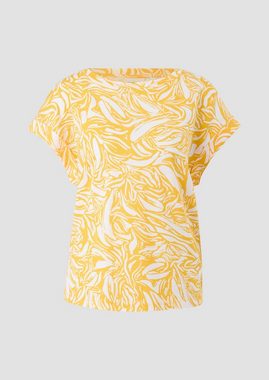 comma casual identity Kurzarmshirt T-Shirt mit überschnittenen Schultern Logo, Artwork