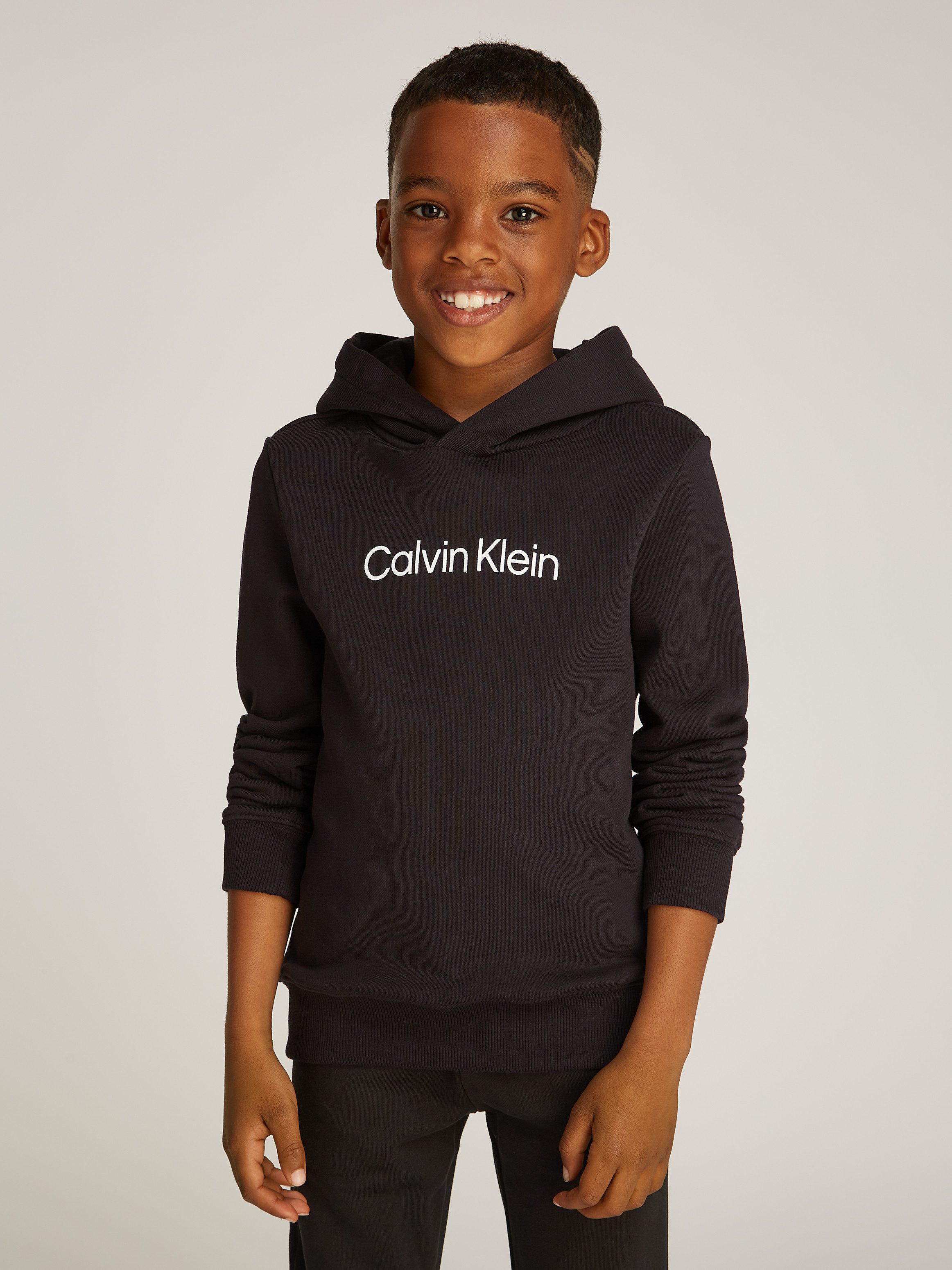 Calvin Klein Jeans Kapuzensweatshirt Inst. Logo Reg. Terry Hoodie für Kinder bis 16 Jahre und mit Logoschriftzug