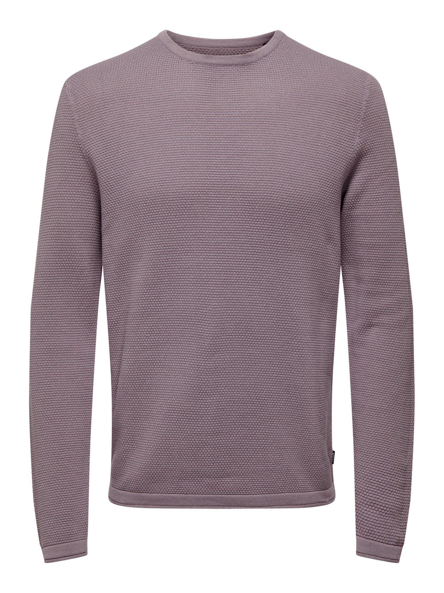 ONLY & SONS Strickpullover Dünner Langarm Strickpullover Rundhals Basic Sweater ONSPANTER 4421 in Lila