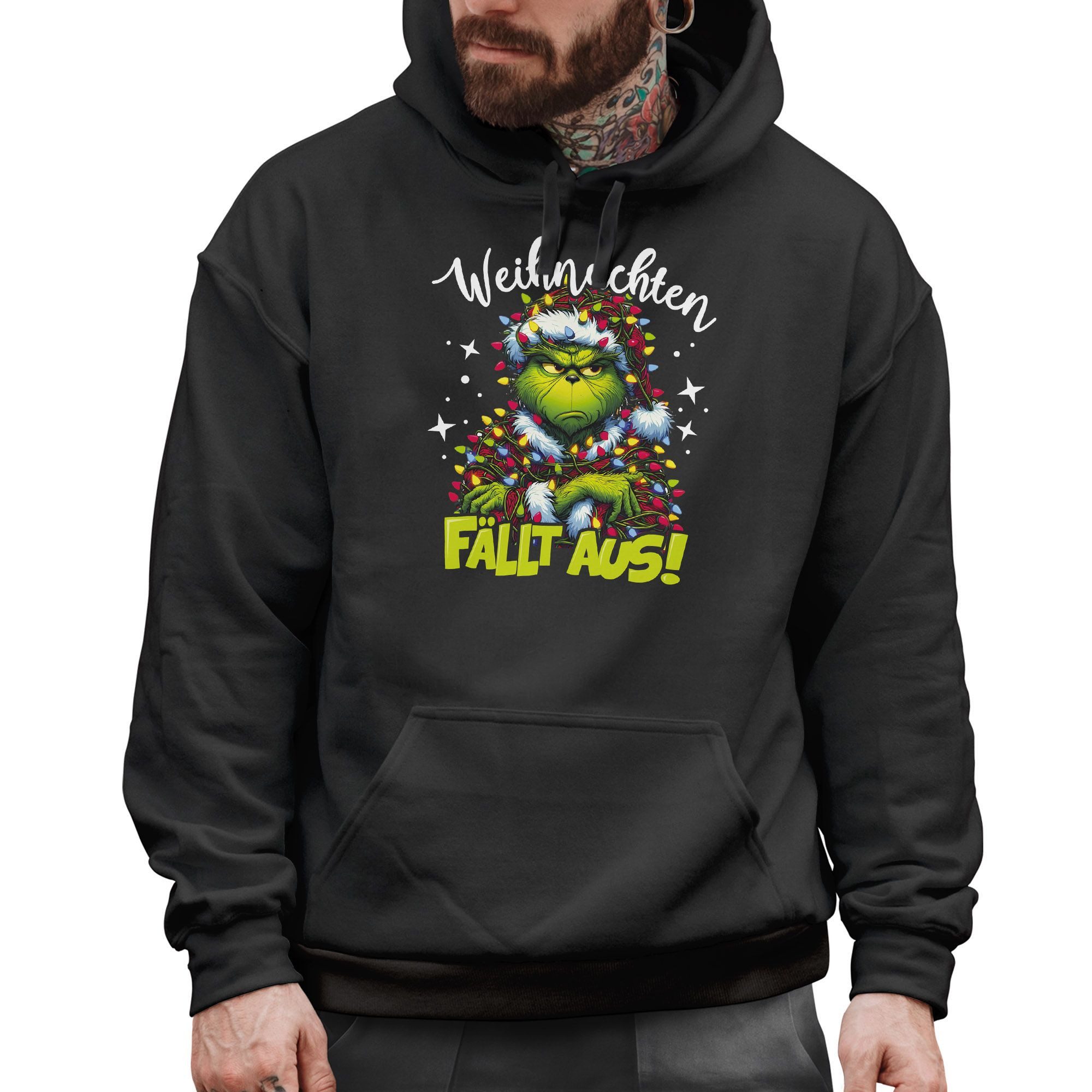 MoonWorks Hoodie Hoodie Herren Weihnachten Fällt aus Grinch Weihnachtsmuffe günstig online kaufen