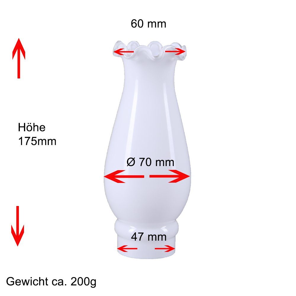 Home4Living Lampenschirm Zylinderglas Ø 47mm Lampenglas Ersatzglas Rüschenrand, Dekorativ