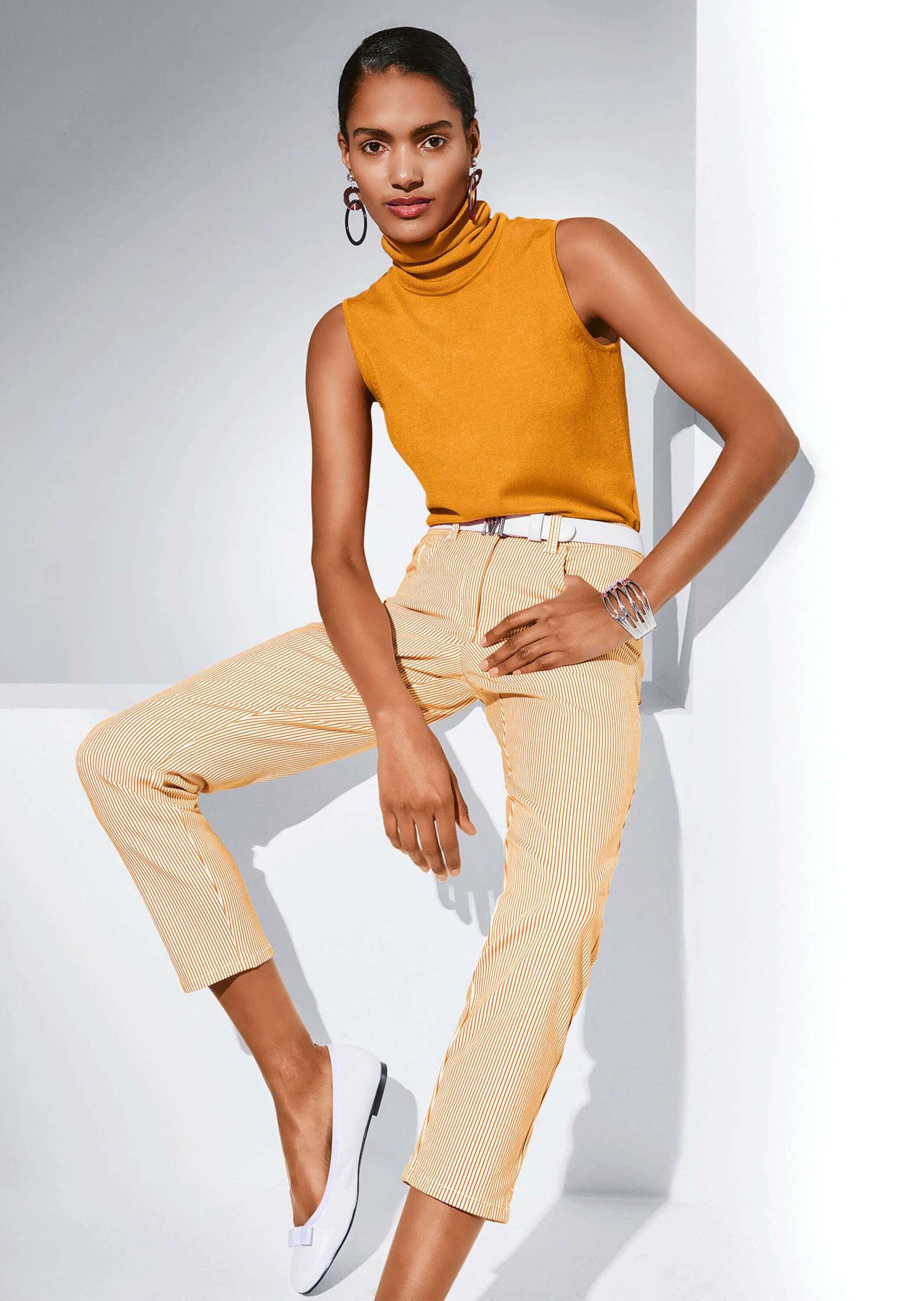 MADELEINE Gerade Jeans Fein gestreifte Jeans