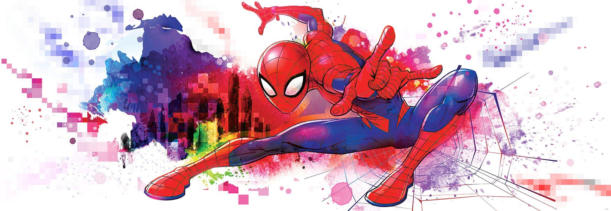 Komar Fototapete Spider-Man Graffiti Art, (1 St), 368x127 cm (Breite x Höhe), inklusive Kleister