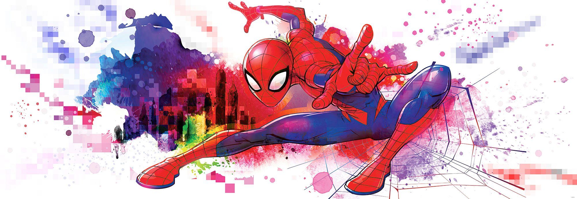 Komar Fototapete Spider-Man Graffiti Art - Größe 368 x 127 cm, glatt, bedruckt, (1 St), Kinderzimmer