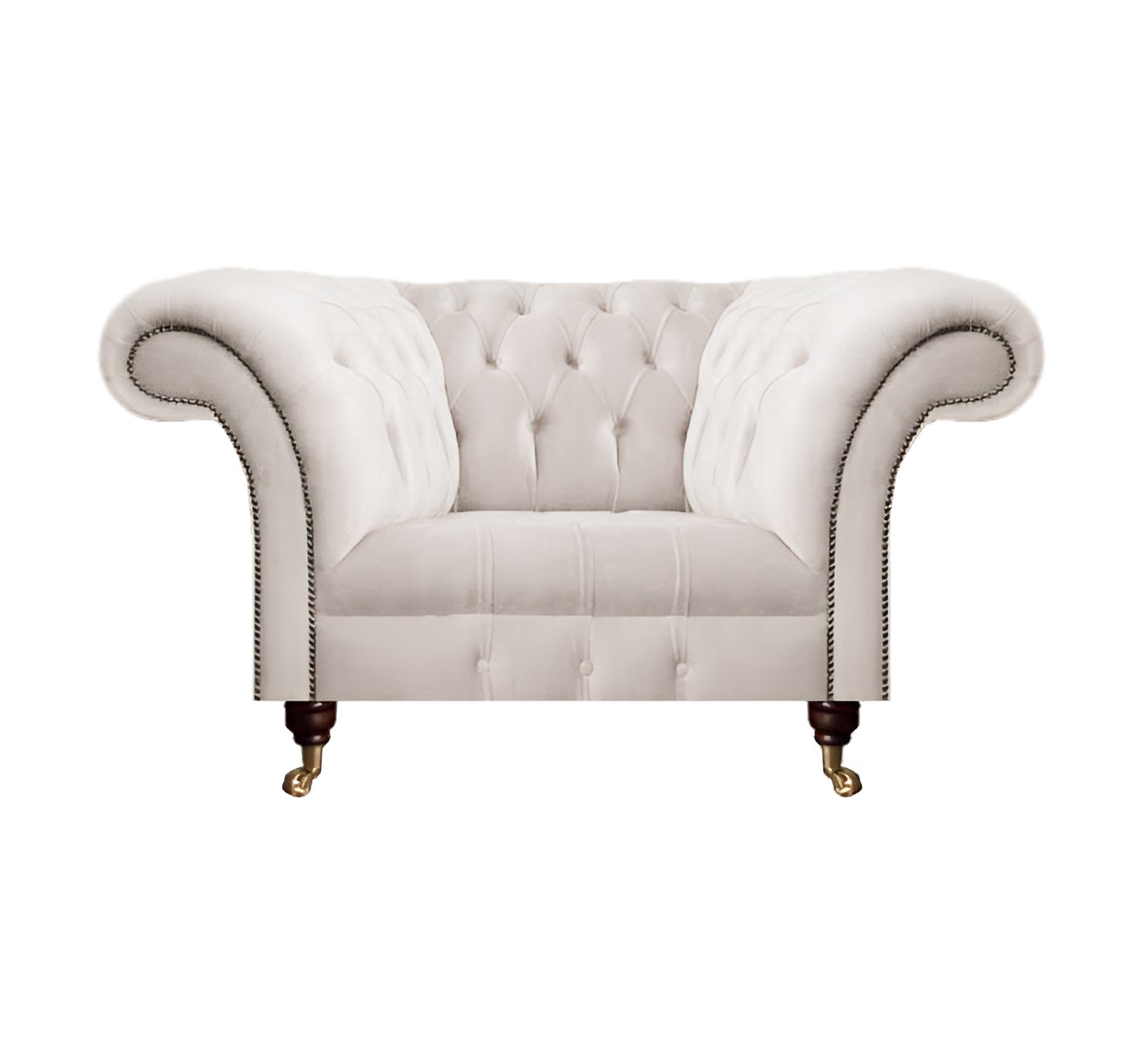 Xlmoebel Chesterfield-Sessel Weißer Stoffsessel im Chesterfield-Design mit Polsterung (Sessel), Hergestellt in Europa