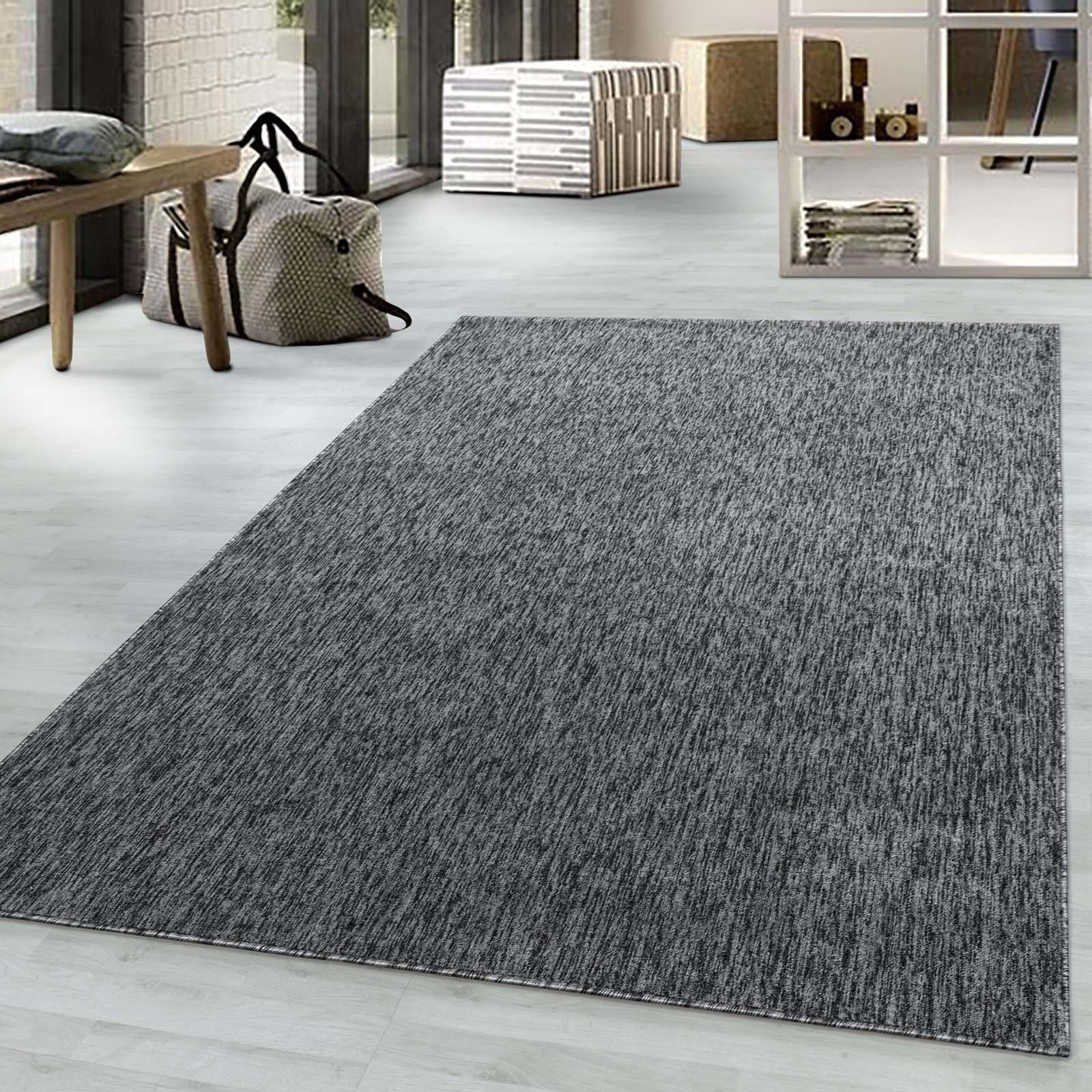 Teppich TaraCarpet Teppich Osaka robustes Flachgewebe uni, TaraCarpet, rechteckig, Höhe: 7 mm, modern einfarbig grau Wohnzimmer Esszimmer Schlafzimmer 080x150 cm