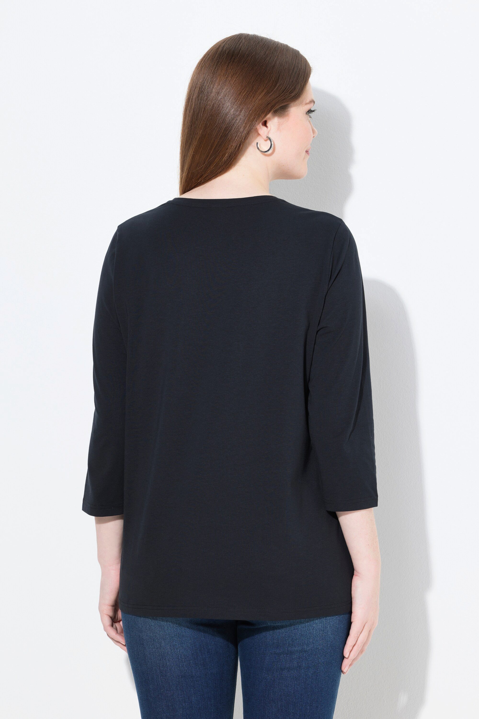 Ulla Popken T-Shirt Shirt Nähmaschine Classic V-Ausschnitt 3/4-Arm