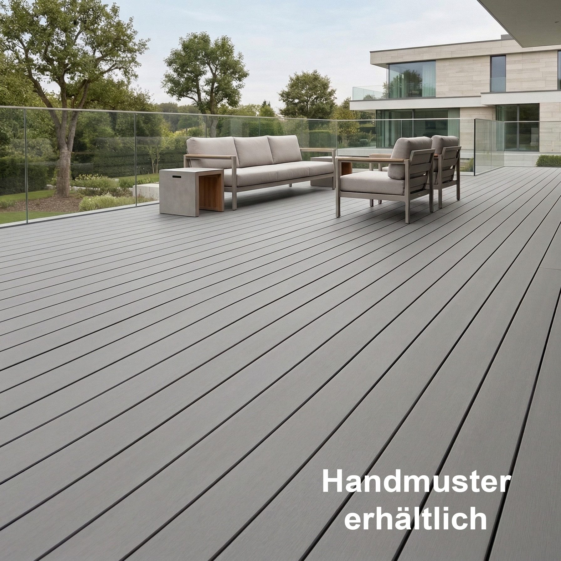 Woodstore24 Terrassendielen WoodoRhodos WPC Diele für Terrasse und Balkon mit Clipsystem, (Bodenbelag Komplettset mit Unterkonstruktion, Clip-Befestigung, 2,4m L x 12cm B x 2cm Stärke, in grau, anthrazit oder braun), Holzoptik, Klicksystem, Außenbereich, Gastronomie geeignet, wetterfest