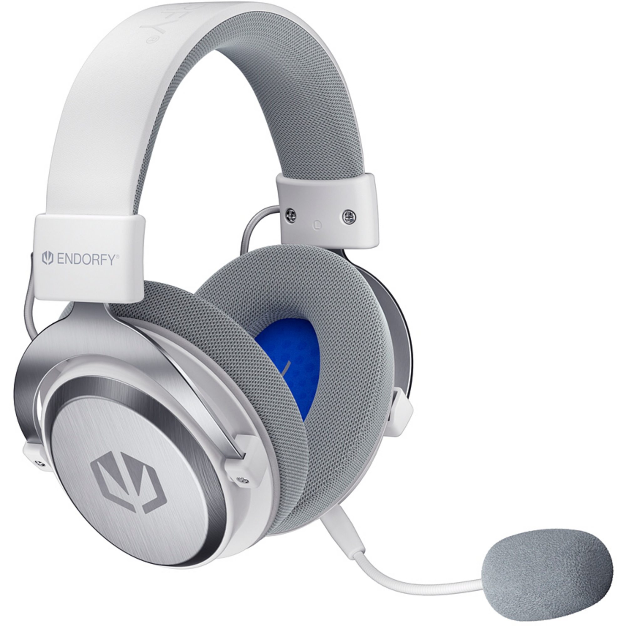 ENDORFY ENDORFY VIRO Infra Wireless Onyx White, Gaming-Headset Headset (Zwei integrierte Profile (Game-Mode, Vocal-Mode), Atmungsaktiver Stoff mit Memory-Schaumstoff Ohrpolster, Mikrofon mit Pop-Filter, Status-LED und Tonsignale, Metallhalterungen der Ohrmuscheln, Stummschaltfunktion, Abnehmbare Kabel)