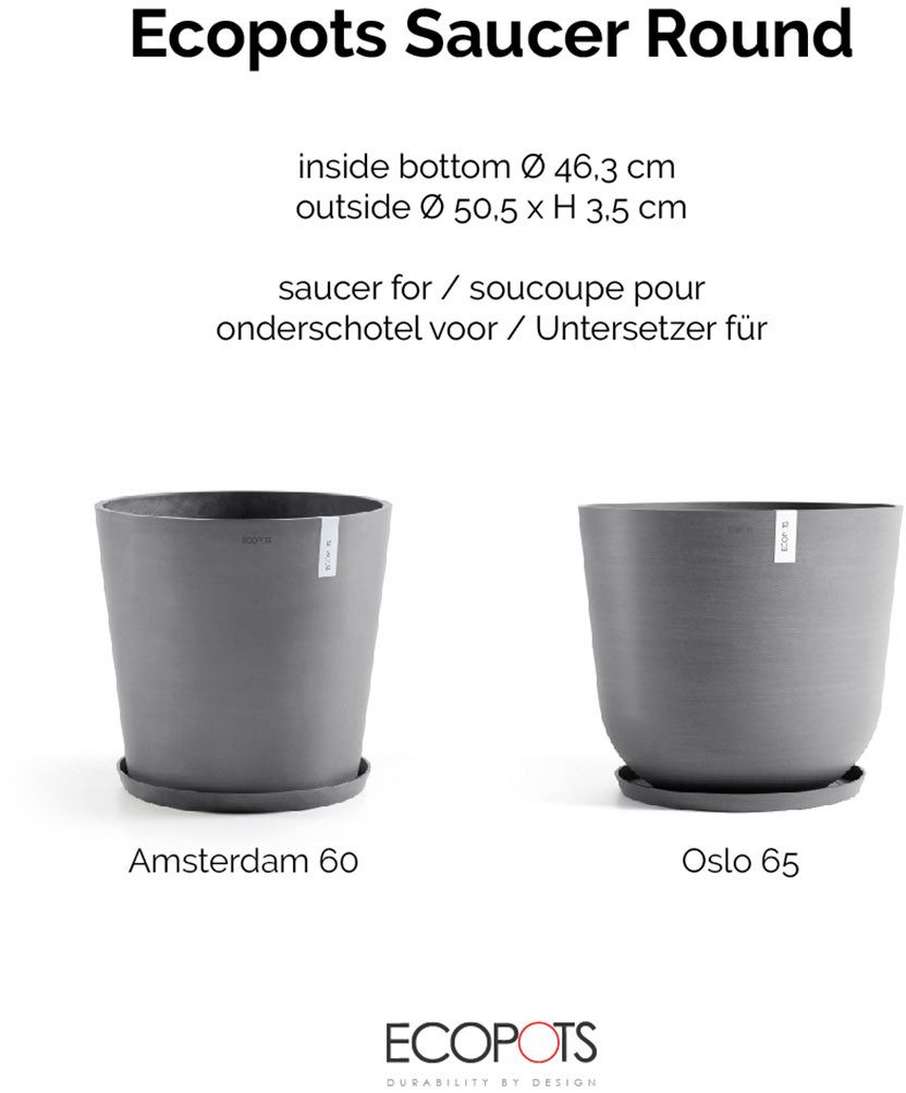 ECOPOTS Blumentopfuntersetzer ROUND SAUCER Grey, BxTxH: 50,5x50,5x3,5 cm günstig online kaufen