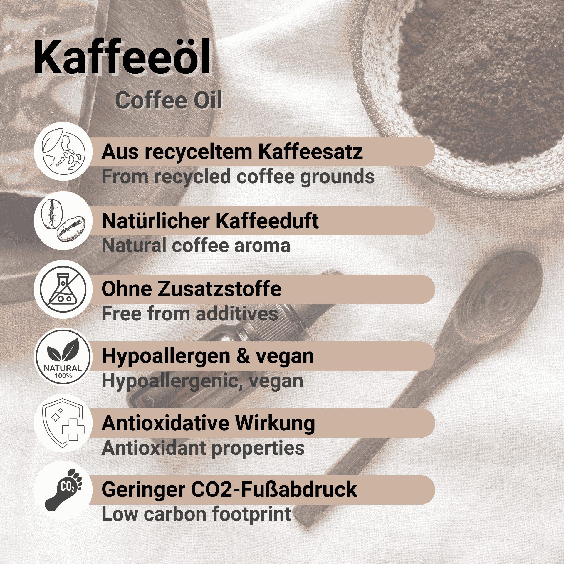 DistrEbution Gesichtspflege Kaffeeöl, 100% Pure & Vegan Hautpflege. Kaffeeöl für die Kosmetik, Coffea Arabica Seed Oil