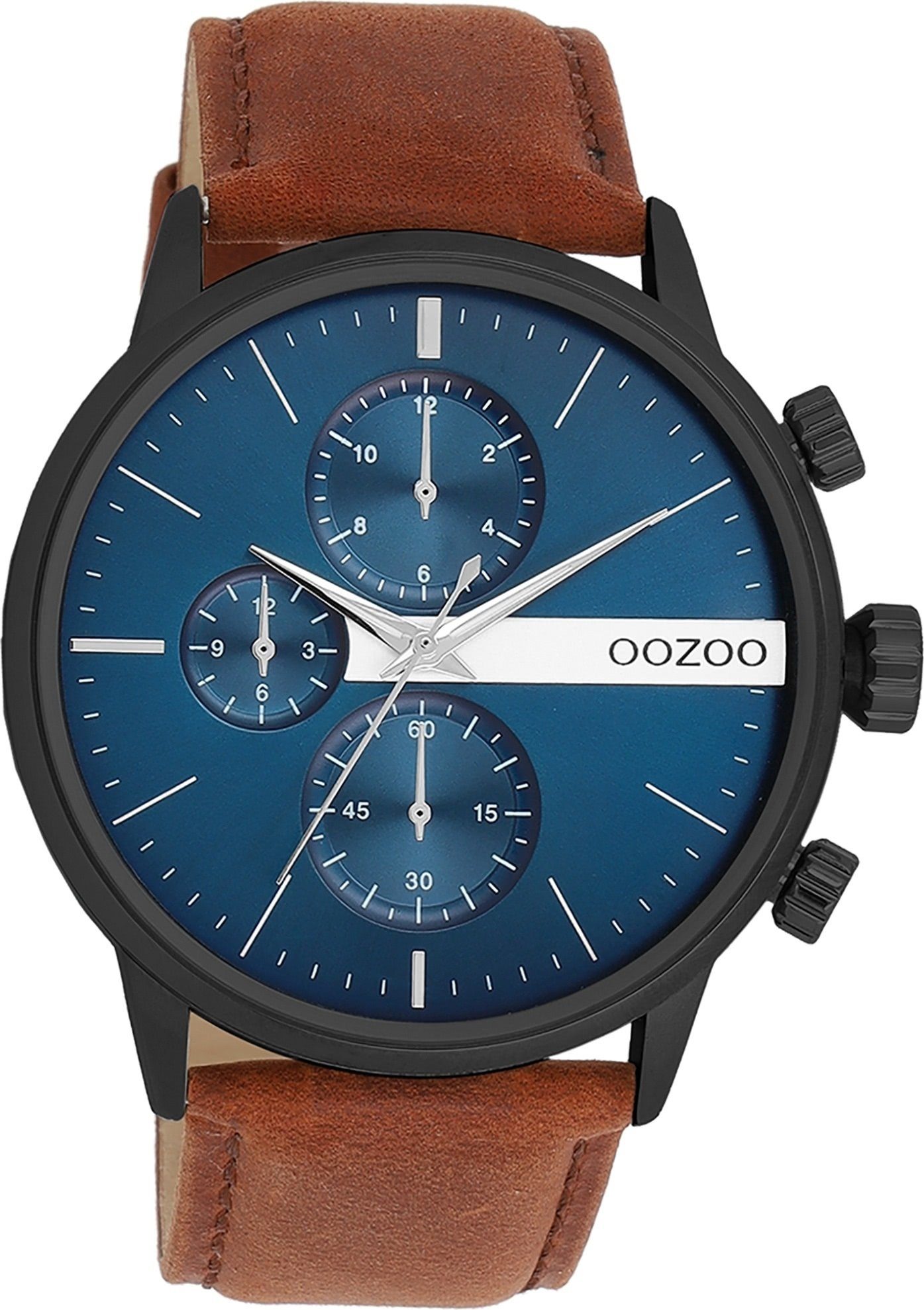 OOZOO Quarzuhr Oozoo Herren Armbanduhr Timepieces Analog, Herrenuhr rund,  groß (ca. 45mm) Lederarmband, Fashion-Style, Japanisches Laufwerk