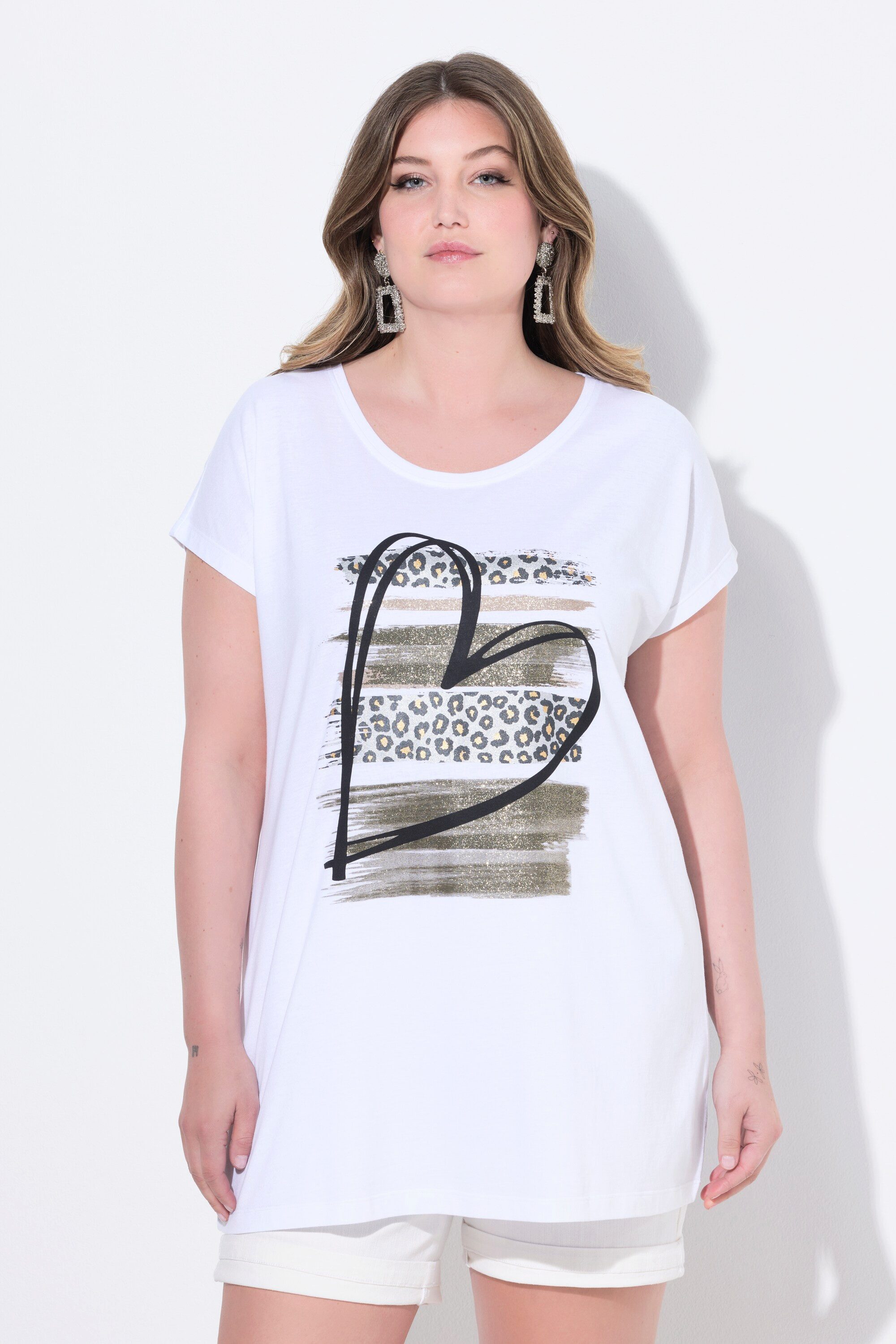 T-Shirt T-Shirt Komfort Fit Streifen mit Glitzer