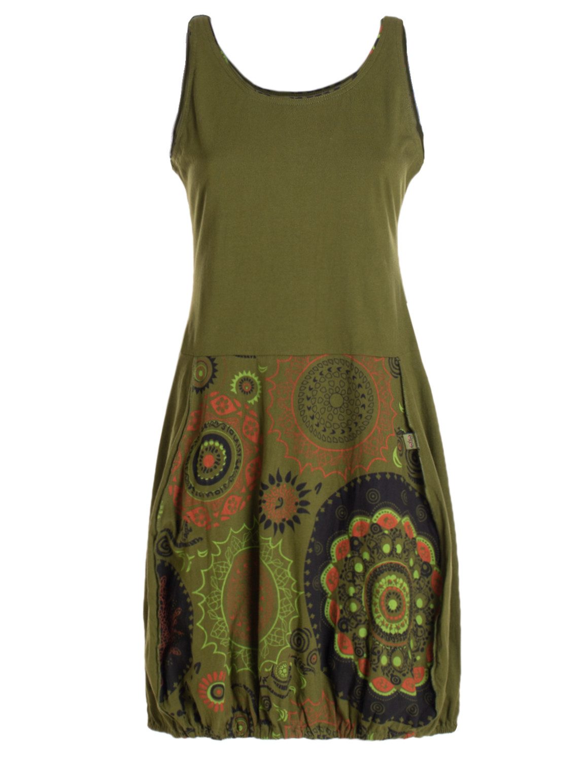 Vishes Ballonkleid Damen mittellanges Kleid Baumwolle geometrisches Muster günstig online kaufen