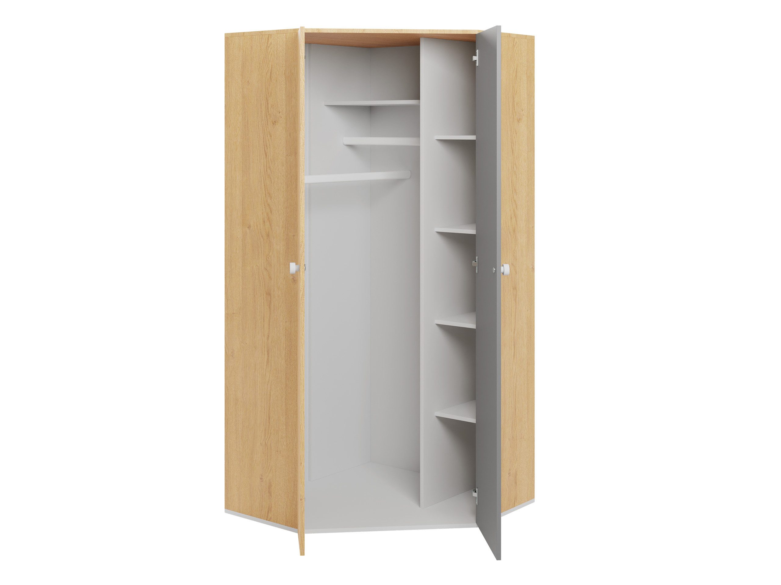 möbel-direkt.de Jugendzimmer-Set Pico in Eiche, Weiß und Grau, (Komplett Set, 7-tlg., in verschiedenen Varianten oder als Einzelmöbel erhältlich), ABS-Kanten