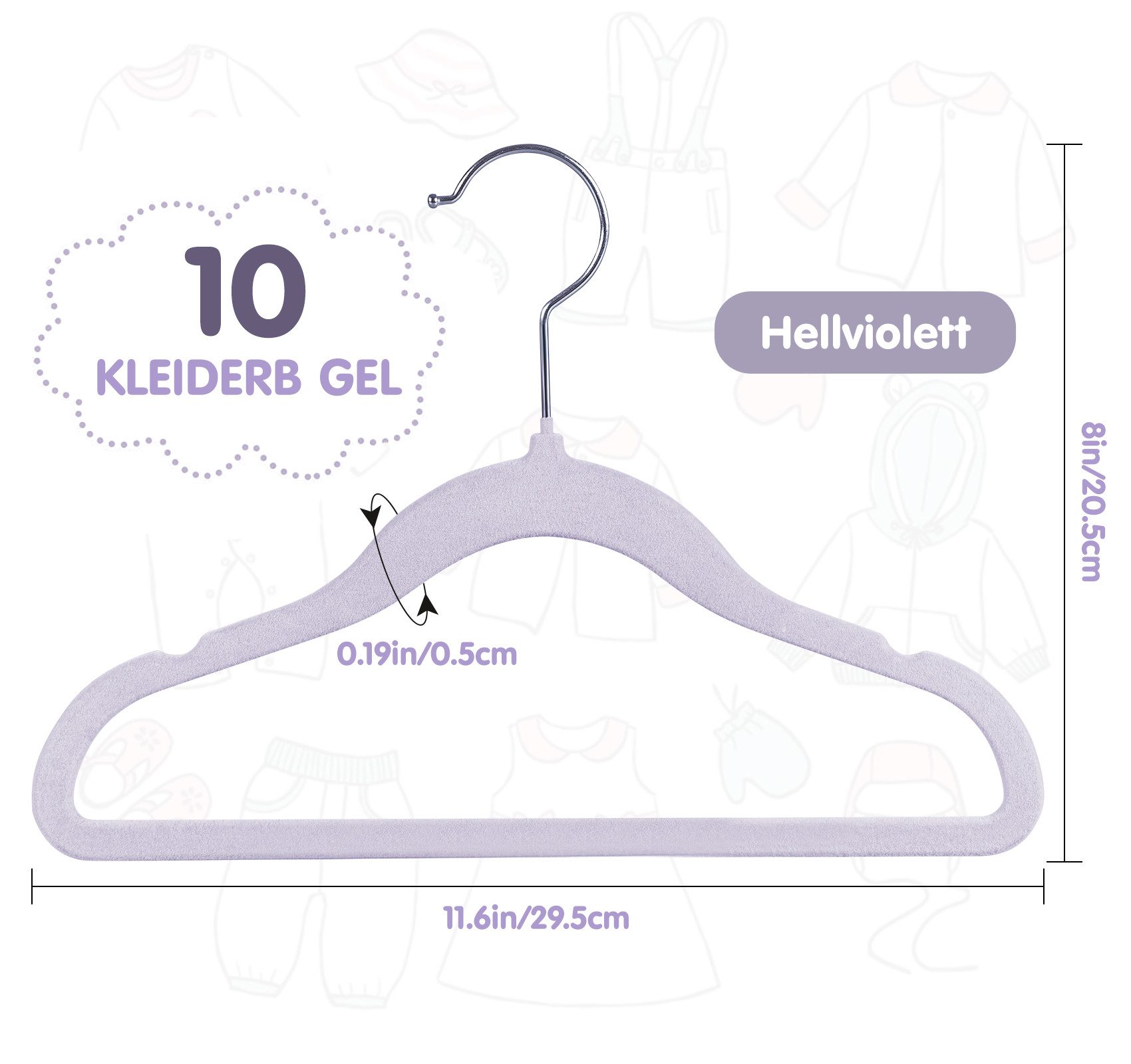 ElitVita Kleiderbügel 10-100 Stück Kinder Kleiderbügel, Samt, Anti-Rutsch, günstig online kaufen