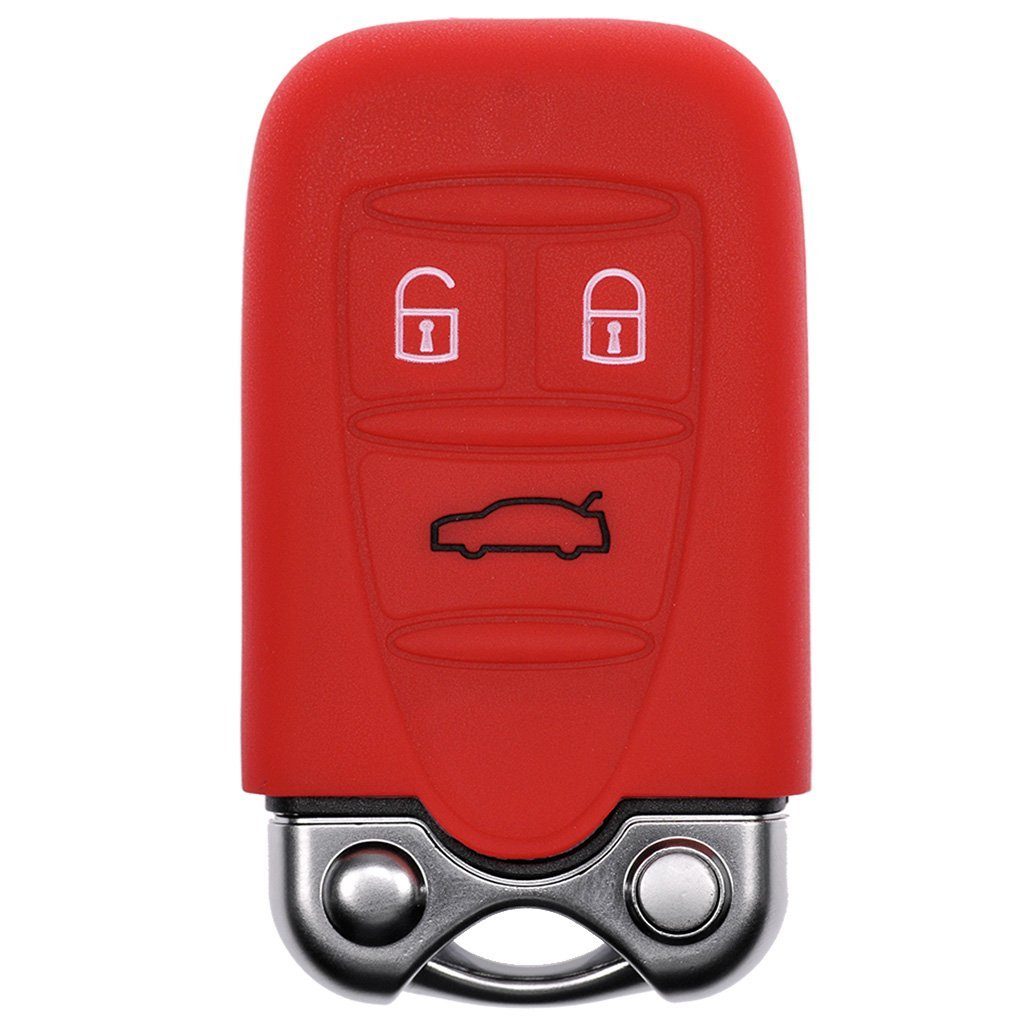mt-key Schlüsseltasche Autoschlüssel Softcase Silikon Schutzhülle Rot, für ALFA Romeo 159 Brera 156 Spider 2005 - 2011 3 Tasten KEYLESS