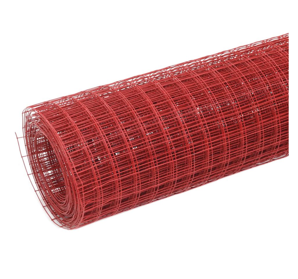 Thumbnail - vidaXL Gartenzaun, Drahtzaun Stahl mit PVC-Beschichtung 10x1,5 m Rot
