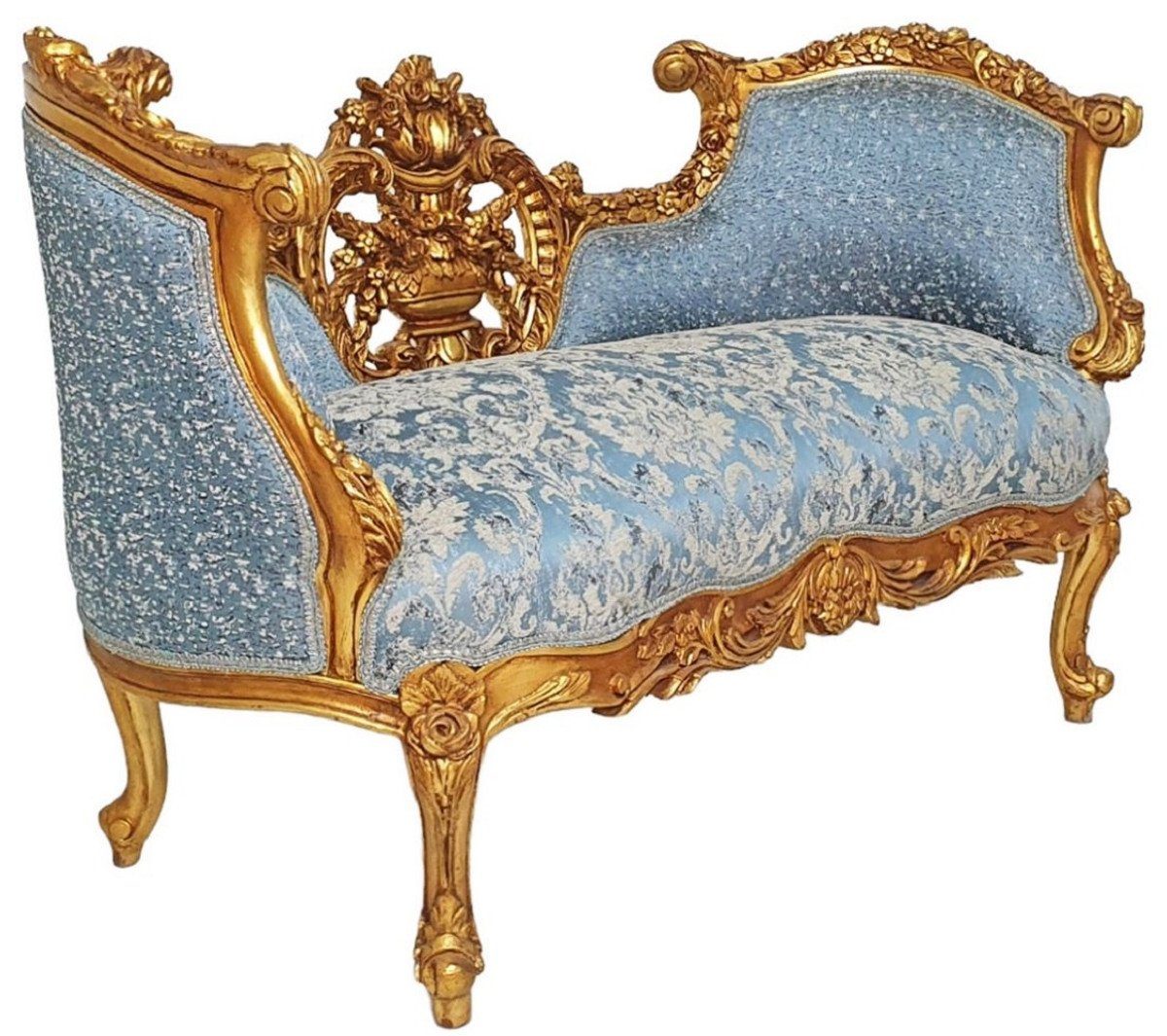 Casa Möbel - Sofa im Wohnzimmer - - Möbel Hellblau Sofa Einrichtung Casa Gold Barock / Padrino Prunkvolles Barock Wohnzimmer Sofa Padrino Barock Barockstil - im Barockstil