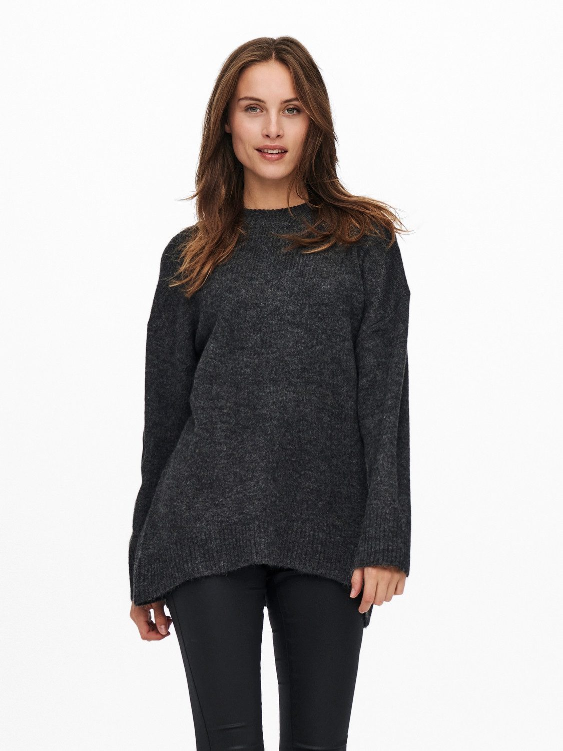 Silja L S Loose Pullover Knit Light Grey Melange