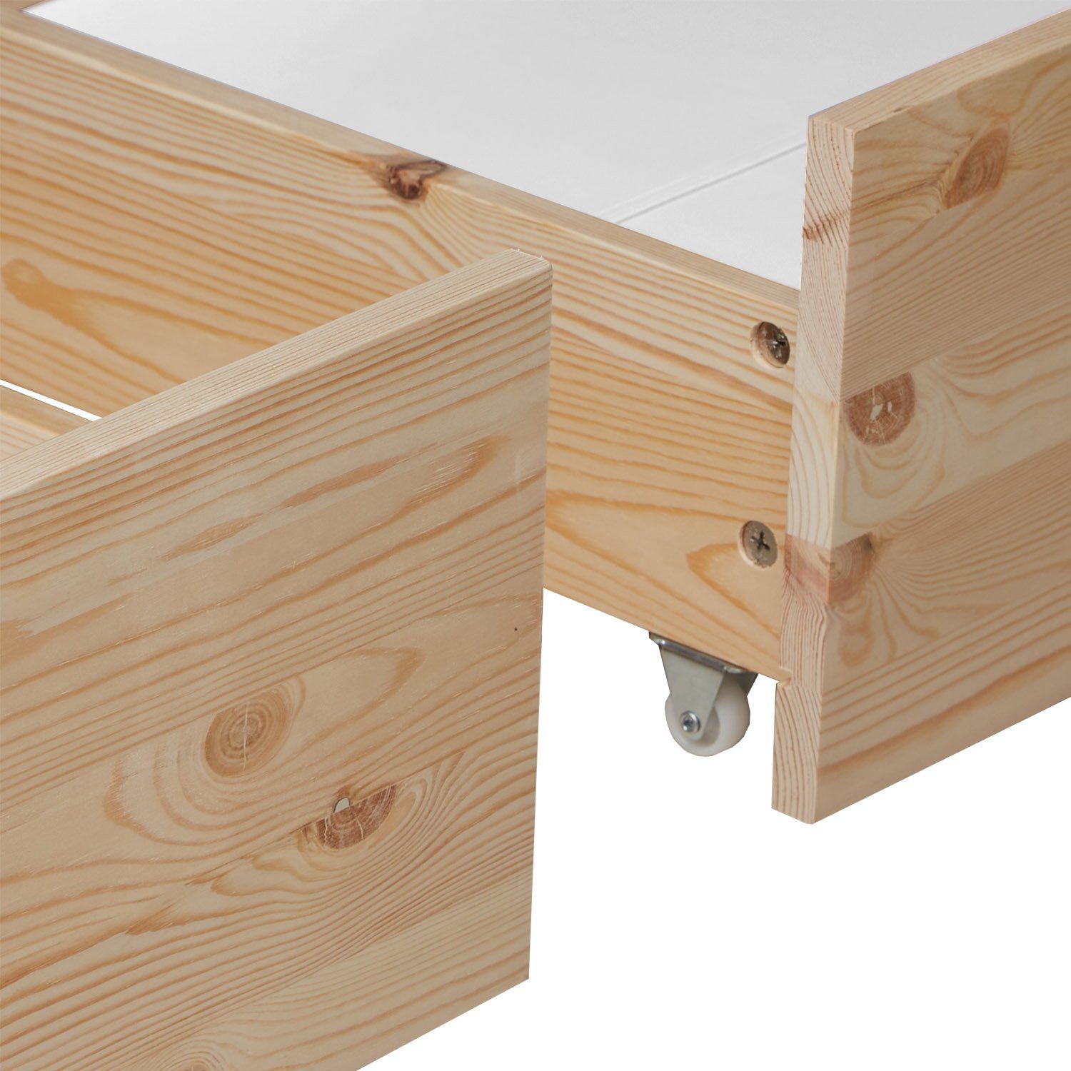 Homestyle4u Bettschubkasten 2er Aufbewahrung Schublade Bettkasten Holz Set