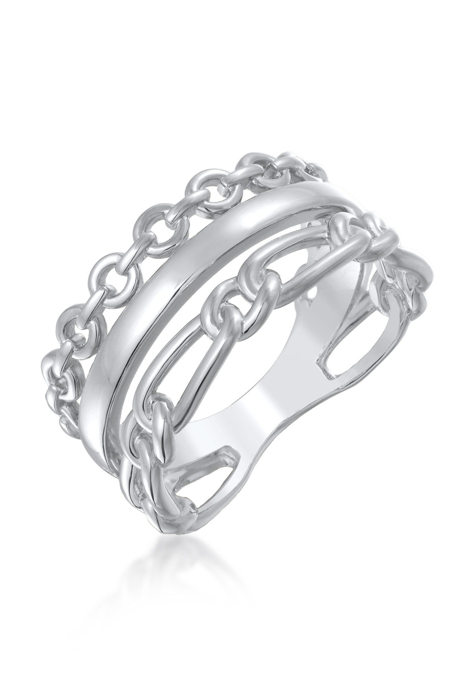 Elli Fingerring Glieder Bandring 3-reihig Goldfarben