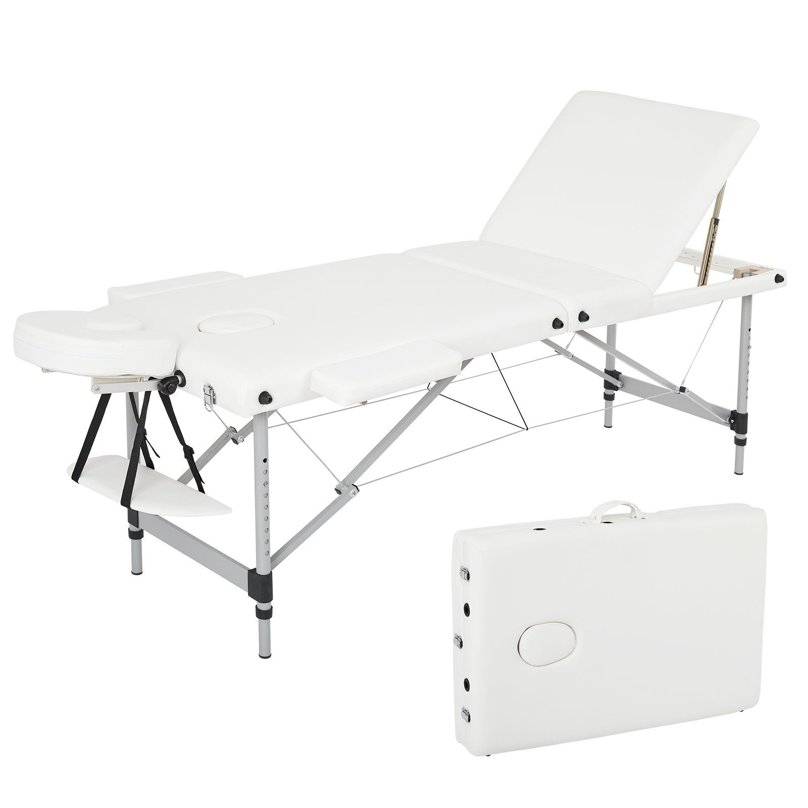 Mondeer Massageliege Mobile Therapieliege Massagebett, tragbar klappbar Massagetisch, 3 Zonen