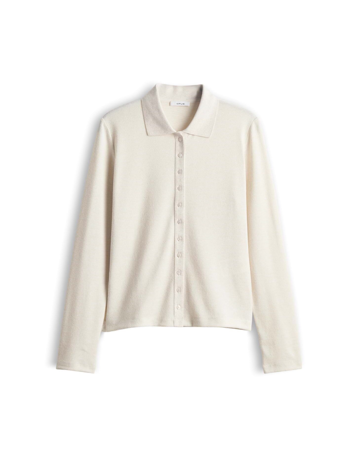 OPUS Langarm-Poloshirt Sugimi aus Jersey mit Mélange-Effekt Figurbetonte Form mit Polokragen und angerauter Oberfläche – Bild 2 von 5