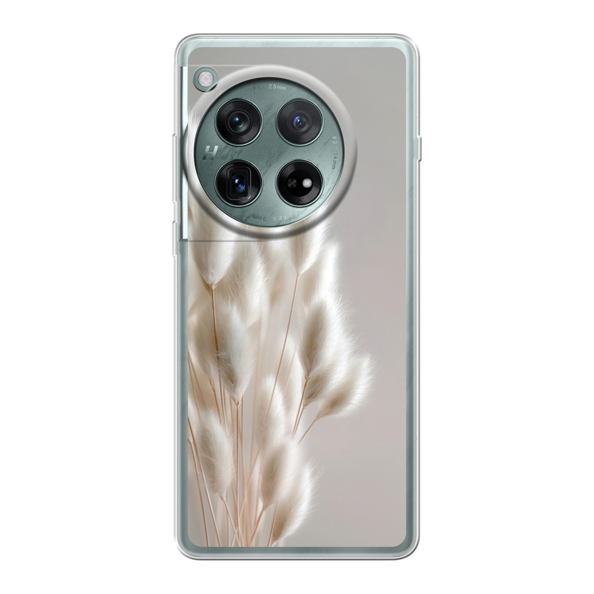 MuchoWow Handyhülle für OnePlus 12 Federn - Beige - Minimalistisch, Handy Case, Silikon, Bumper Case Dünn