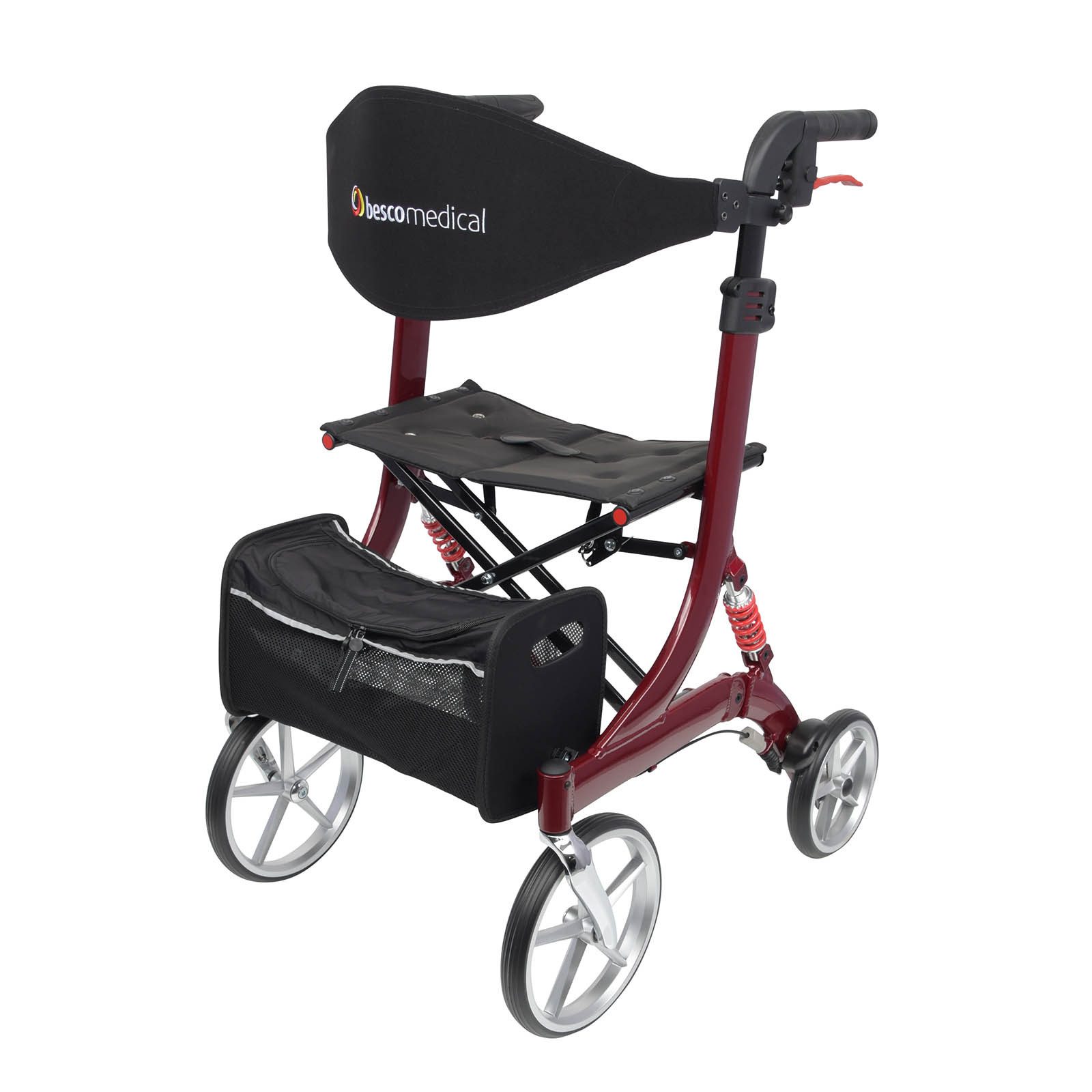 bescomedical Rollator SPRING, Leichtgewicht Gehhilfe - Modell M Sitzhöhe 56 cm, mit Komfort-Federung