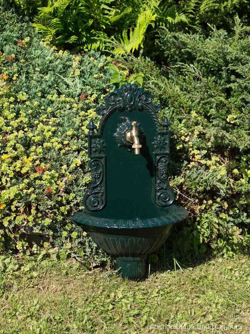Gartenbrunnen Wein Aluminium Antik-Sti Garten Waschbecken Brunnen Wandbrunnen Aubaho Becken