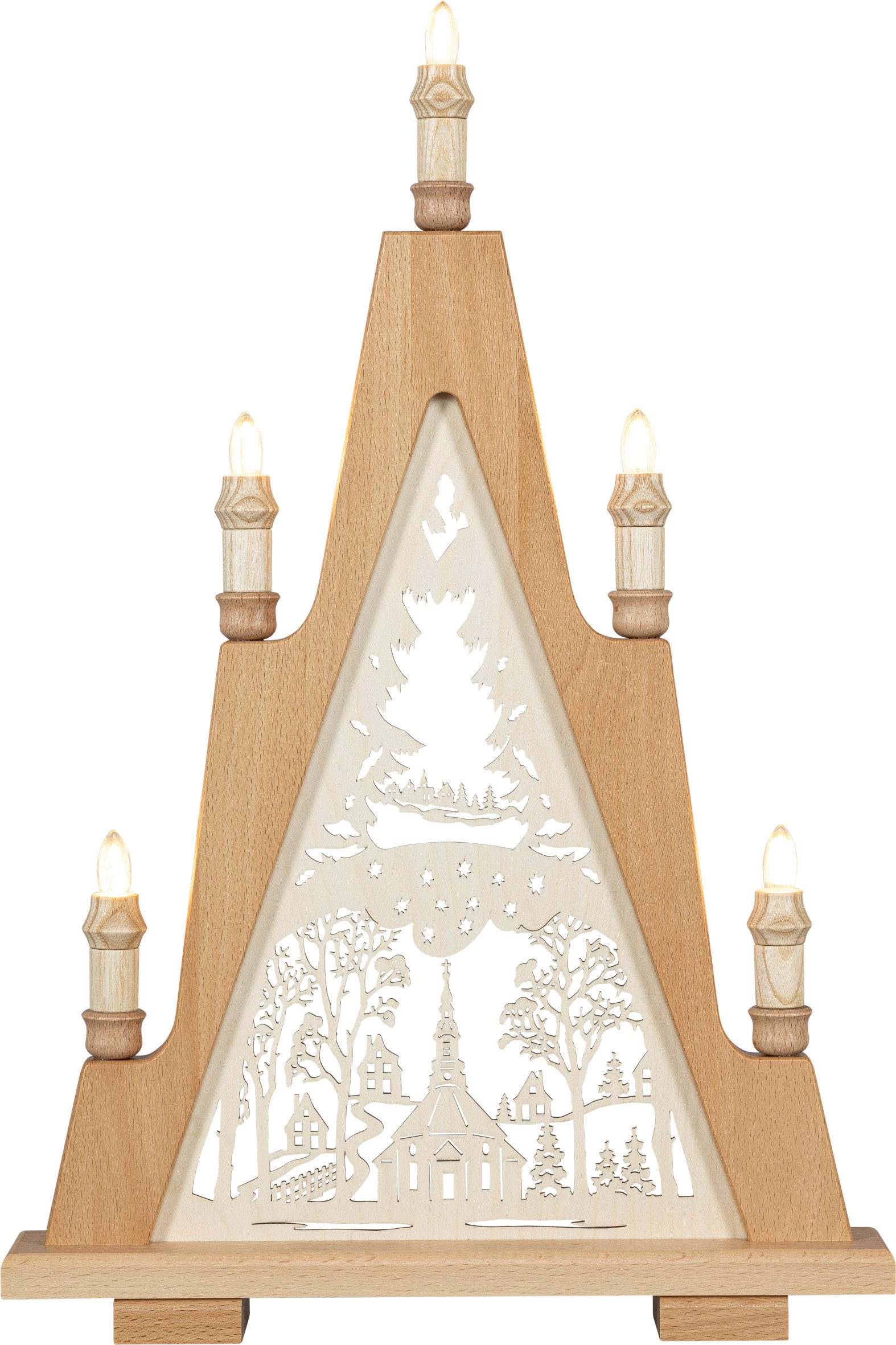 SAICO Original LED Lichterbogen Lichterspitze, Seiffener Kirche, Premium LED-Beleuchtung, warmweiß, BxHxT: 35x51,5x6 cm