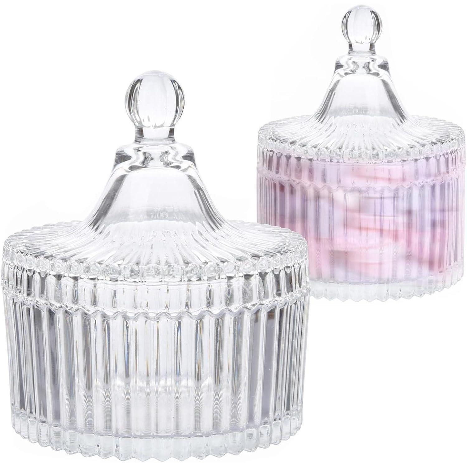 LuxusKollektion Vorratsglas Vintage Süßigkeiten Glas Dosen Set Kristall Bonboniere 2 Stück, Glas